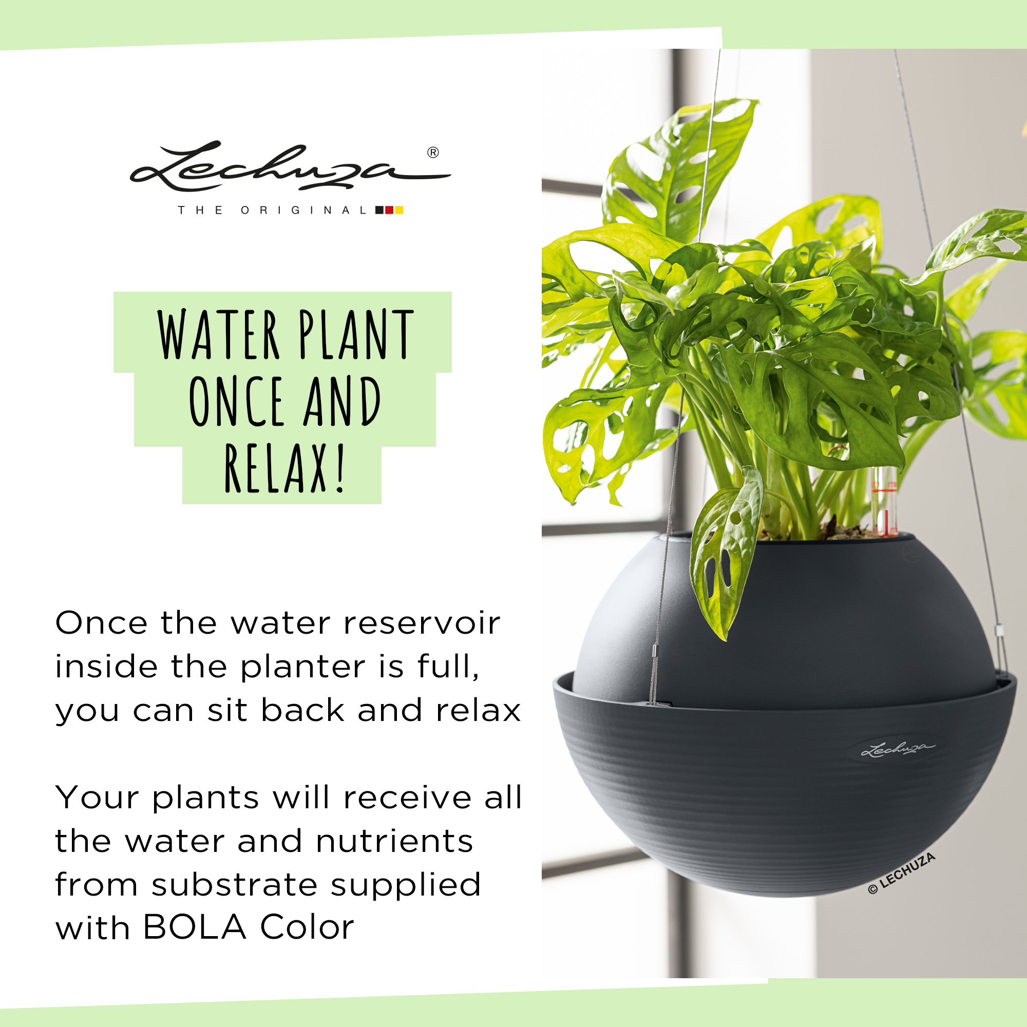 LECHUZA BOLA Color Round Poly Resin Self-watering Planter