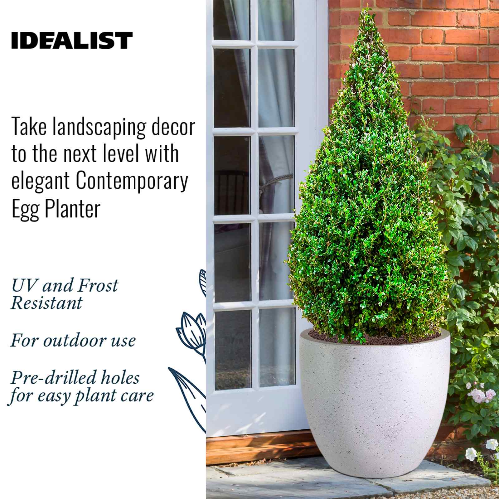 IDEALIST Lite Contemporary Light Concrete Egg Planter
