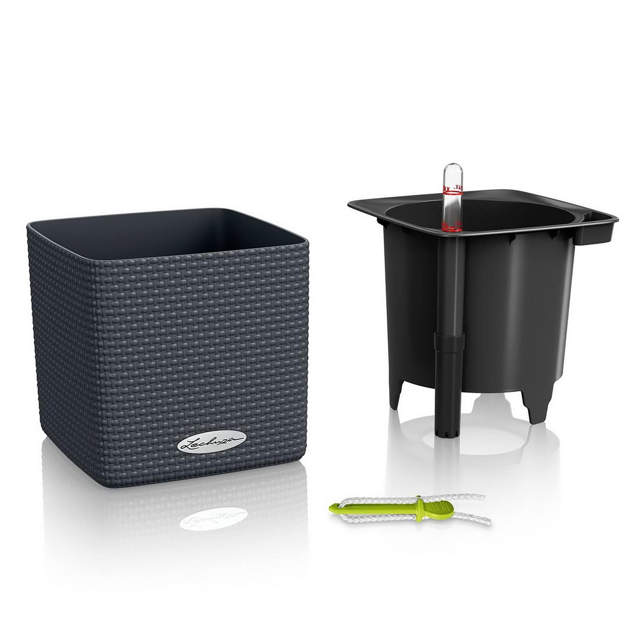 LECHUZA CUBE Color Square Poly Resin Indoor Self-watering Planter