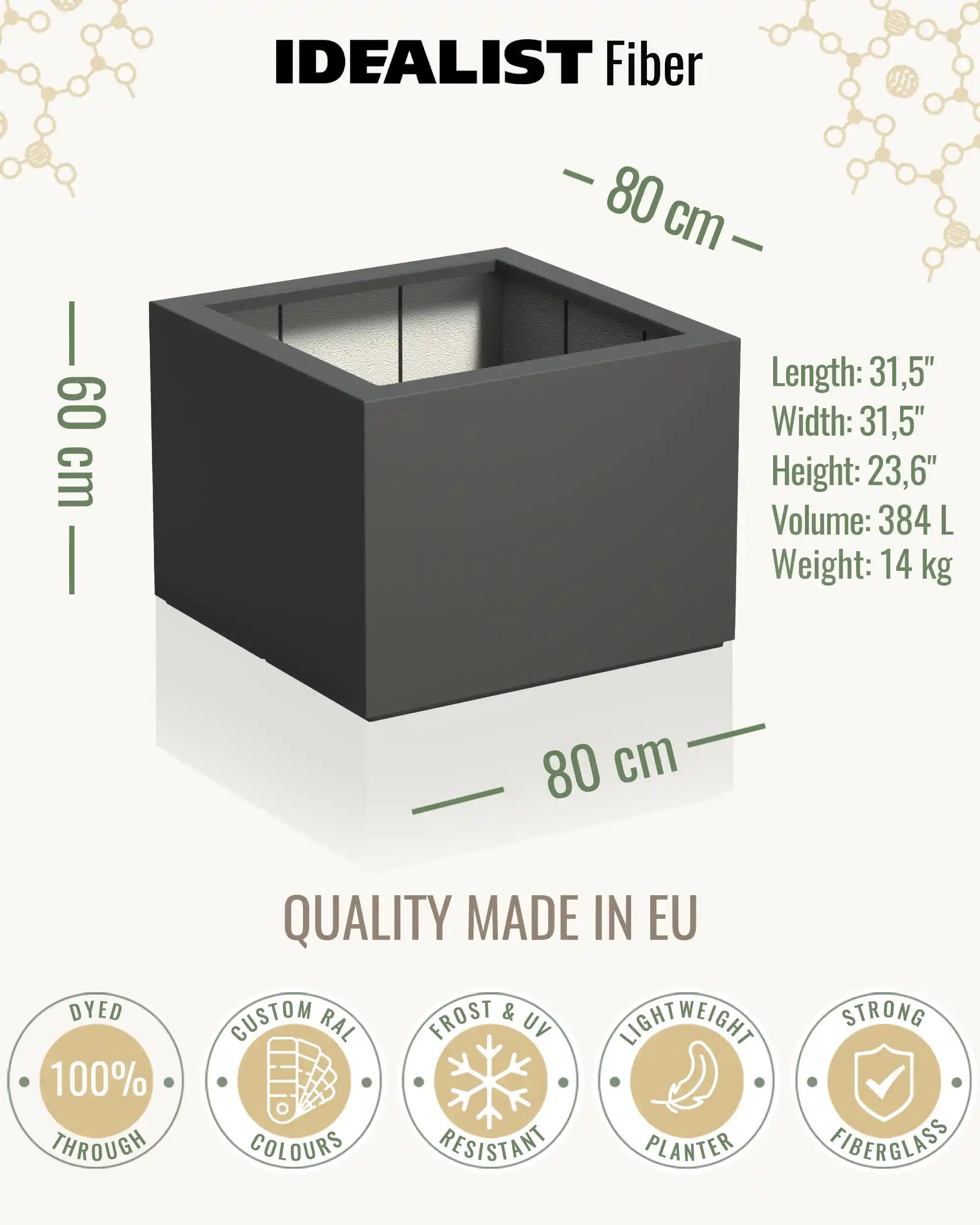 PURE Cube Outdoor Fiberglass Planter