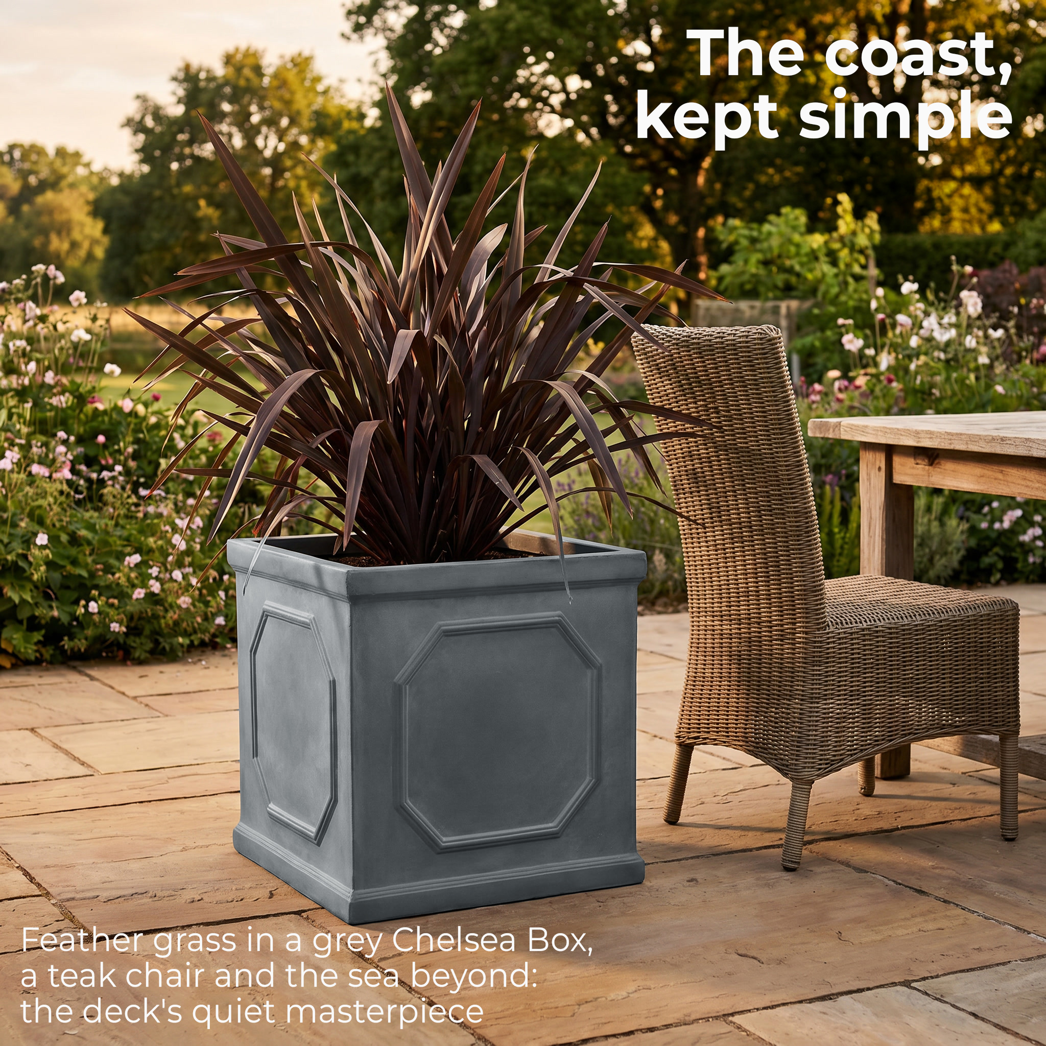 IDEALIST Lite Faux Lead Chelsea Box Square Light Concrete Planter