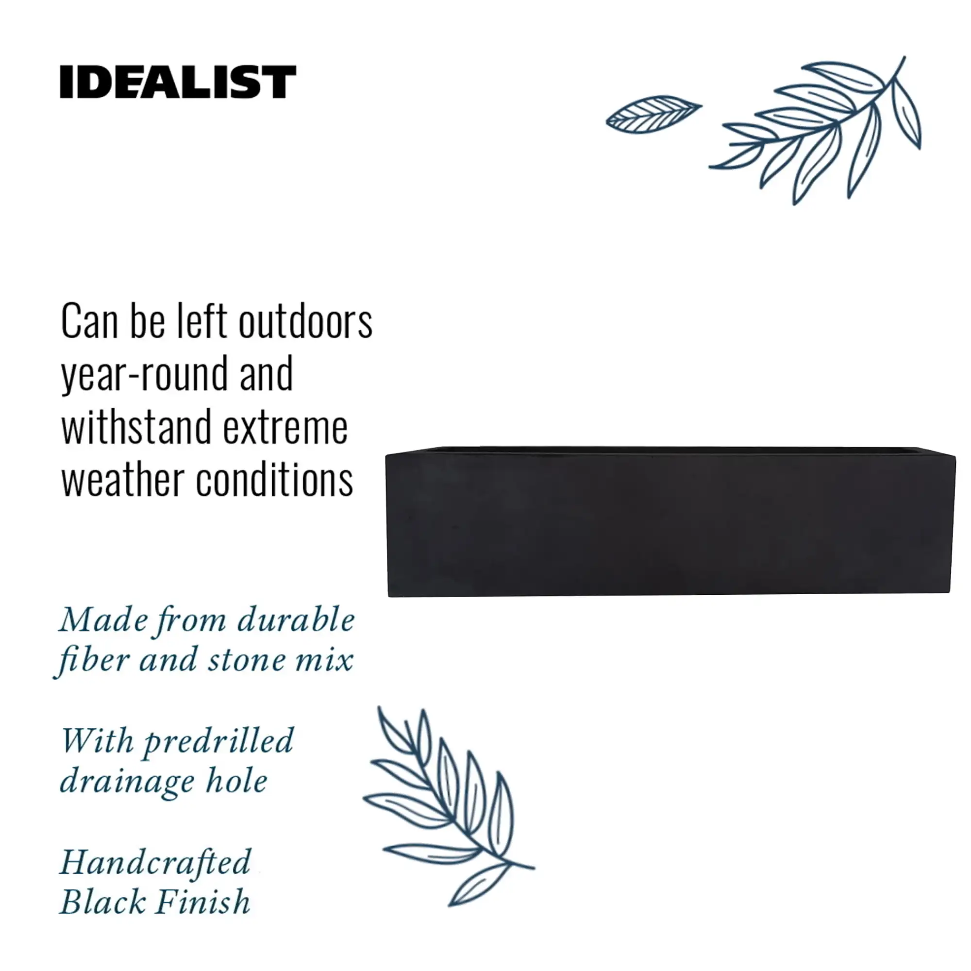 IDEALIST Lite Window Box Light Concrete Planter