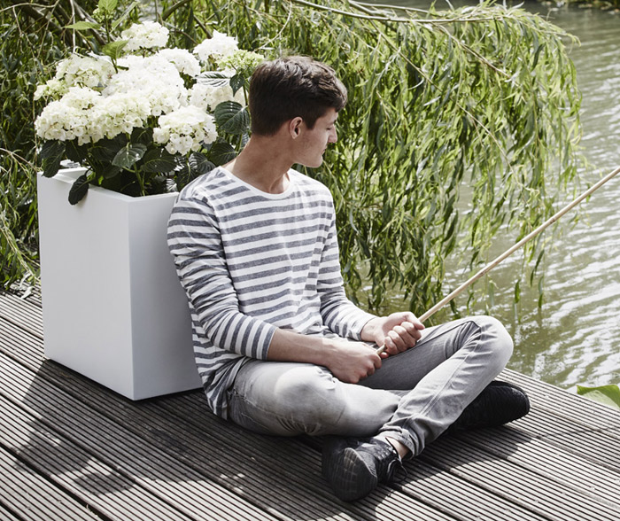 Square Fiberstone Contemporary Planter by Cadix Capi Lux