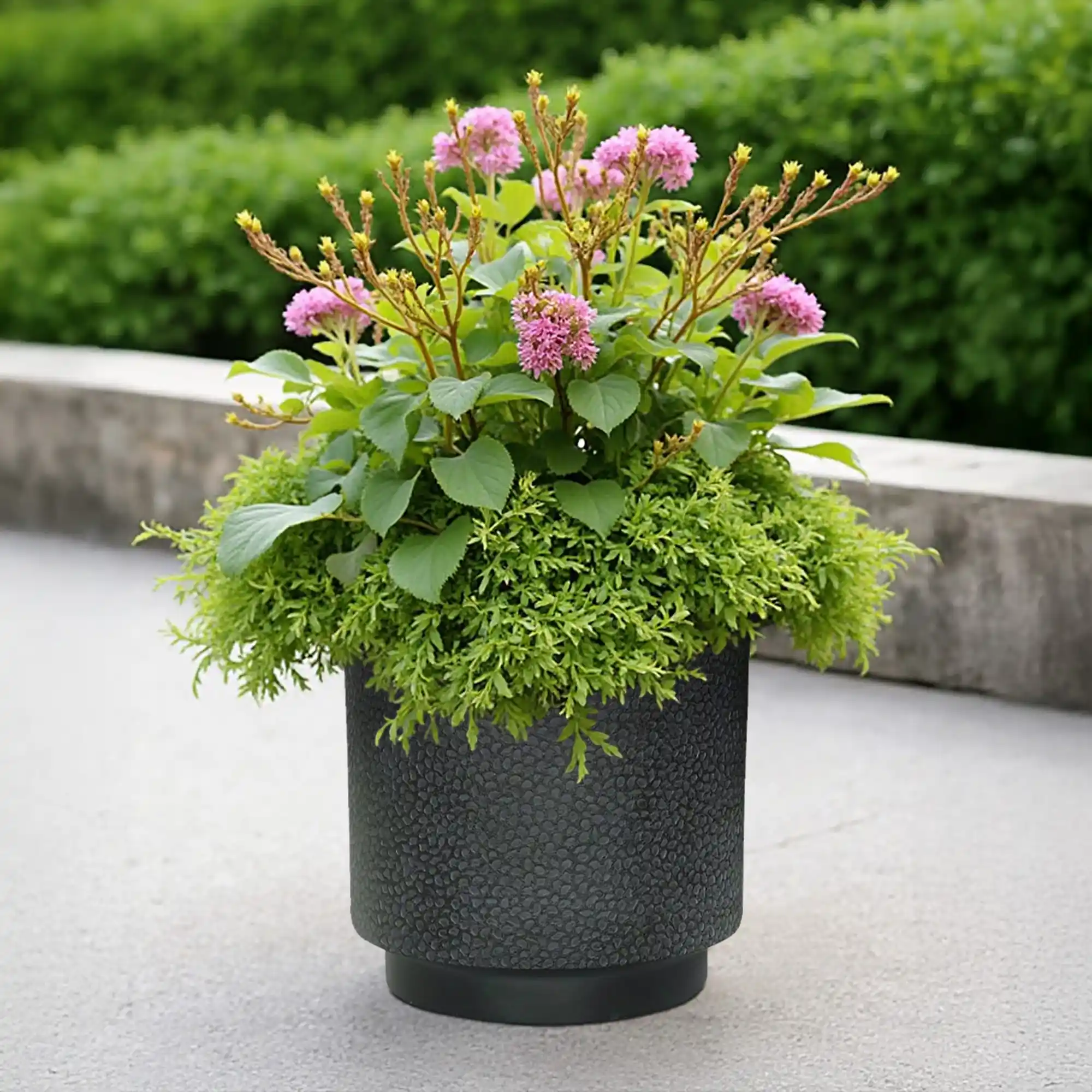 IDEALIST Lite Hammered Stone Cylinder Outdoor Planter