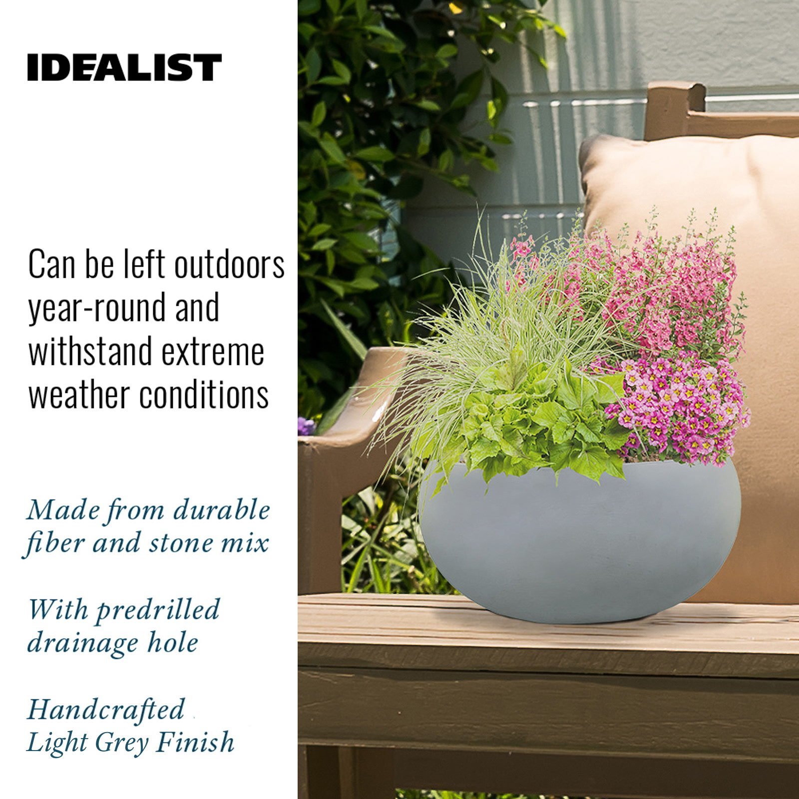 IDEALIST Lite Classic Smooth Bowl Outdoor Planter