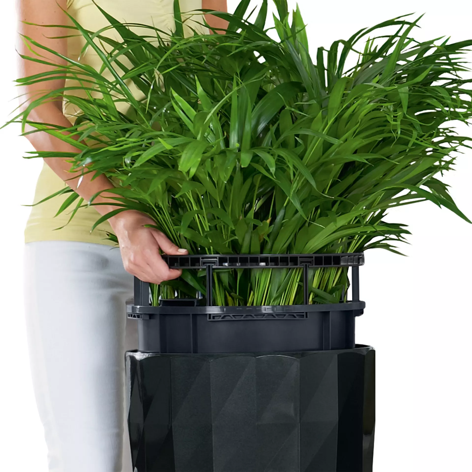 LECHUZA DIAMANTE Premium Matt Round Tall Poly Resin Self-watering Planter