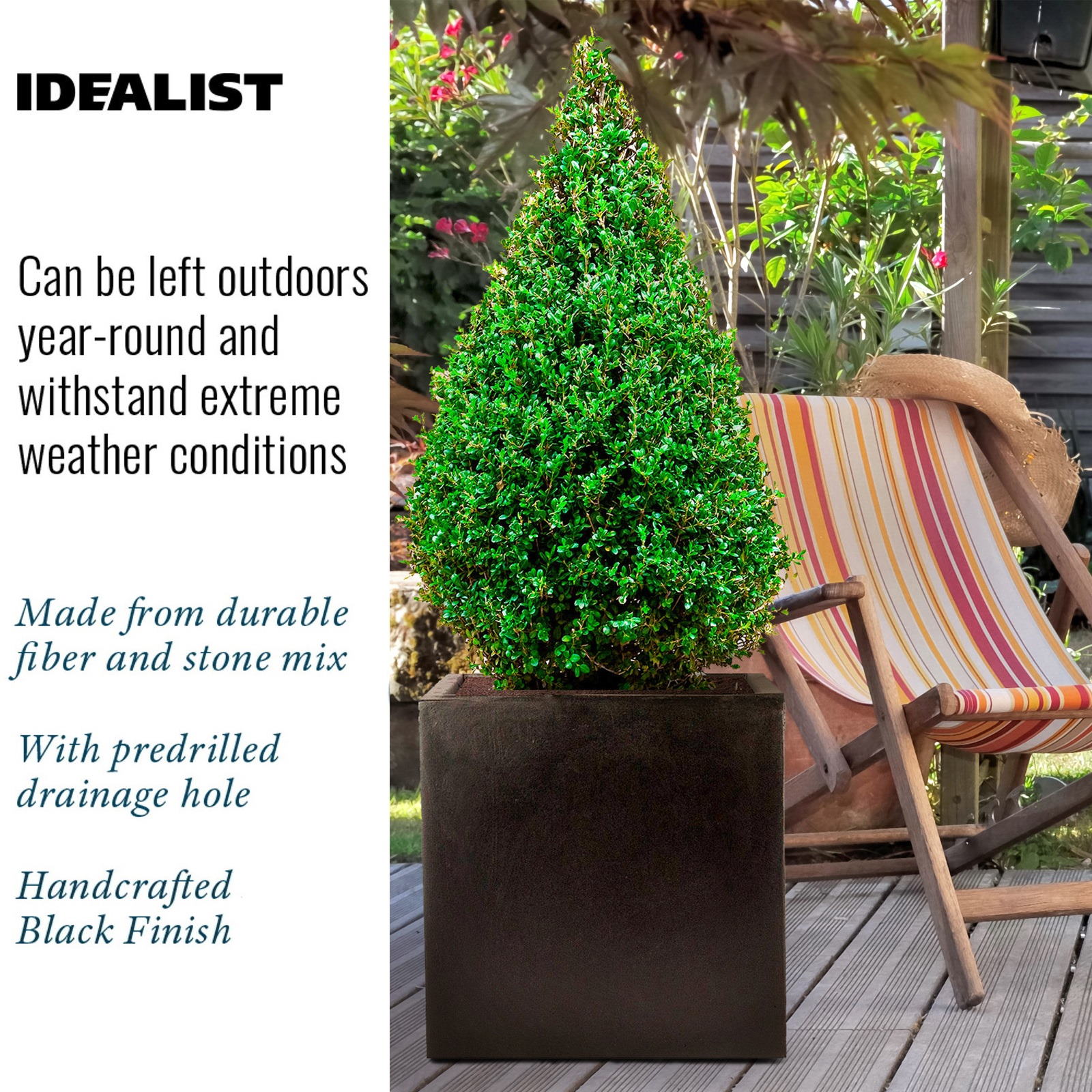 IDEALIST Lite Square Box Contemporary Light Concrete Planter Set