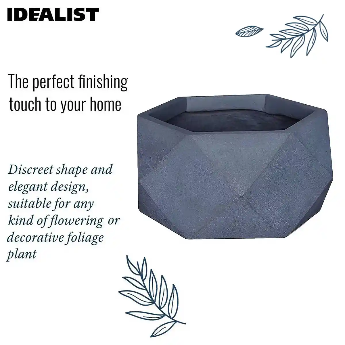 IDEALIST Lite Faceted Effect Bowl Planter Indoor Plant Pot