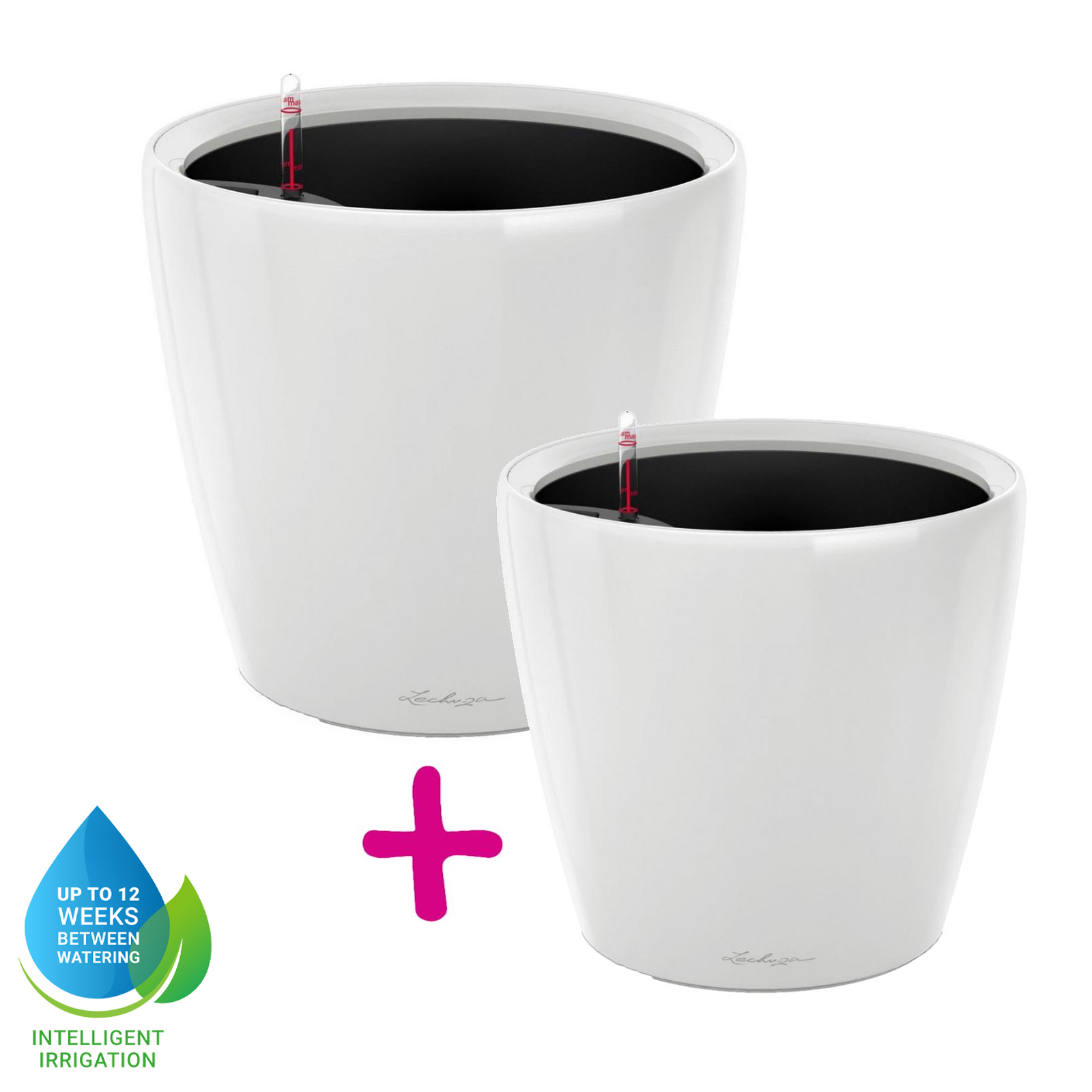 LECHUZA CLASSICO LS Round Poly Resin Self-watering Planter Set