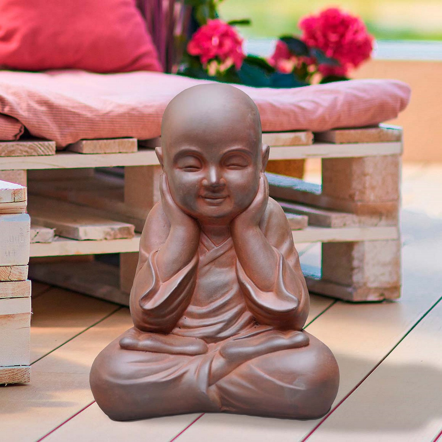 IDEALIST Lite Sitting Baby Monk Rusty Indoor and Outdoor Statue L29.5 W23.5 H39 cm
