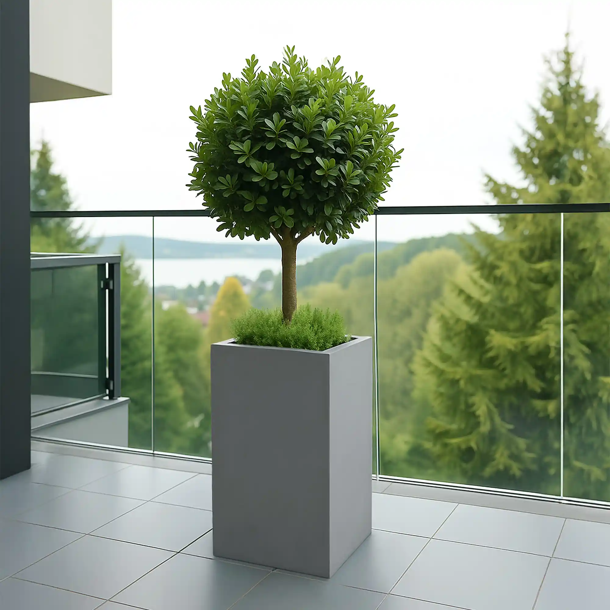 IDEALIST Lite Tall Square Contemporary Light Concrete Planter