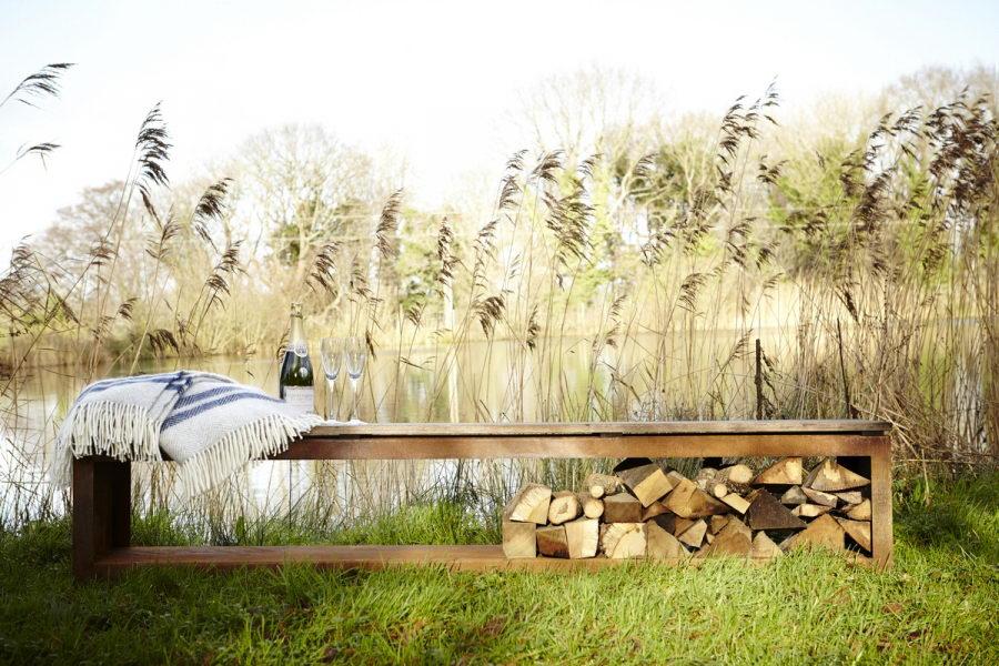 Wood Garden Storage Bench