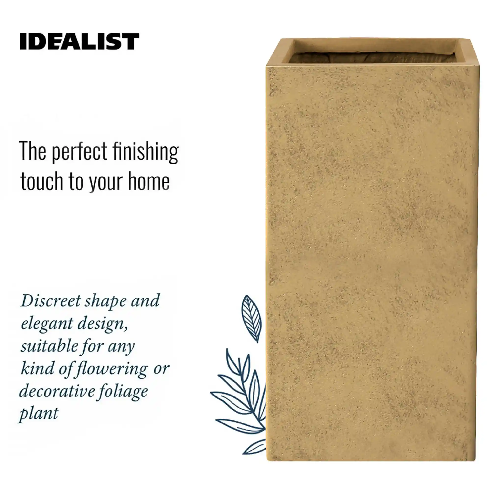 IDEALIST Lite Tall Square Metallic Indoor Planter