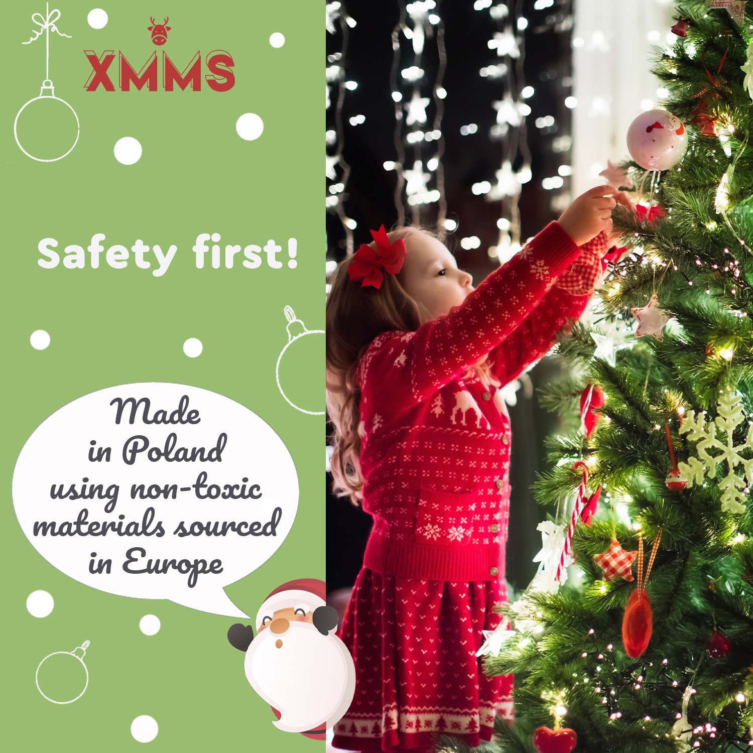 XMMS Dublin Artificial Christmas Tree with Tree Skirt & Cotton Gloves Pine Green Needles
