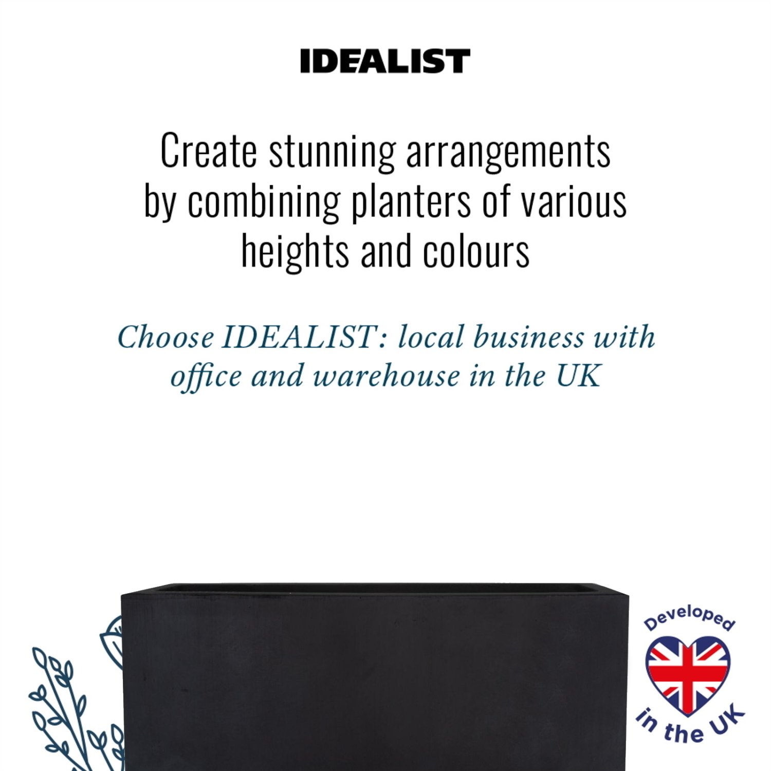 IDEALIST Lite Window Box Light Concrete Planter Set