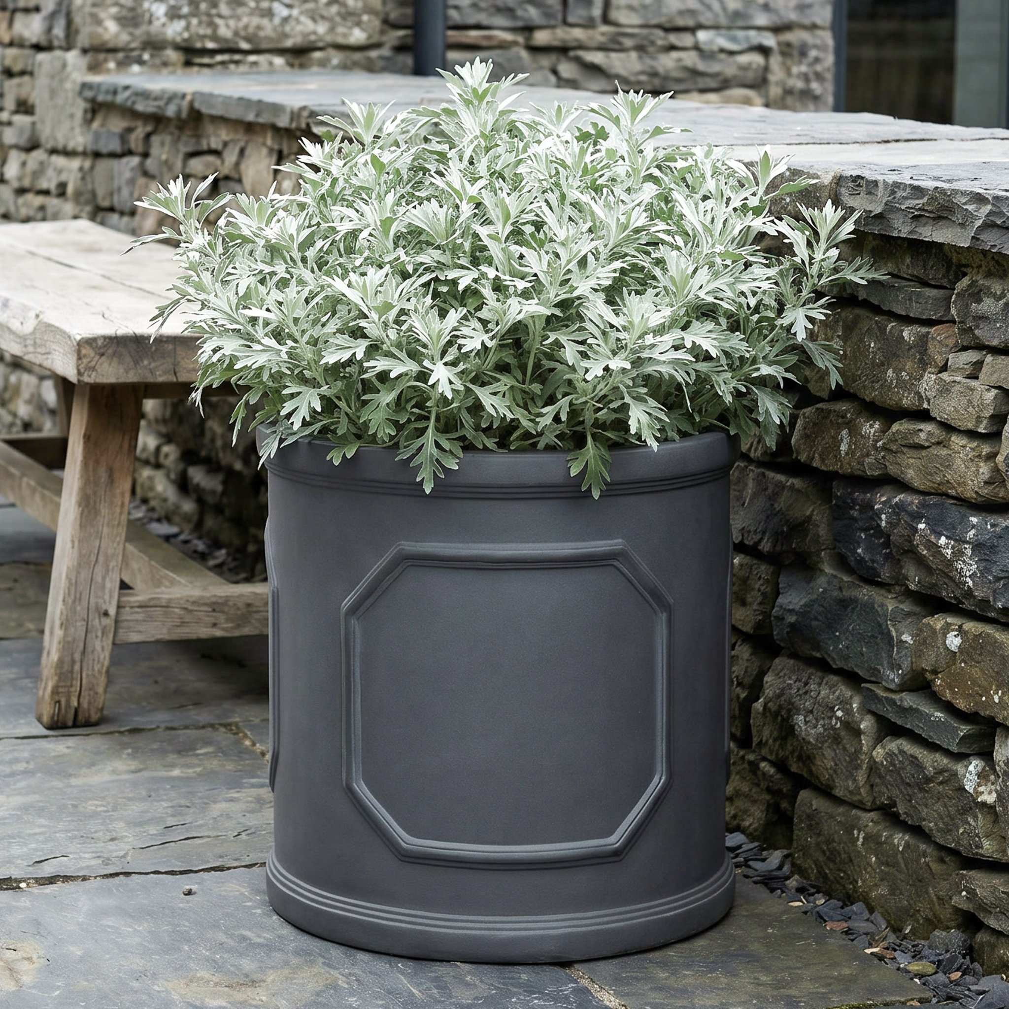 IDEALIST Chelsea Light Concrete Cylinder Garden Planter