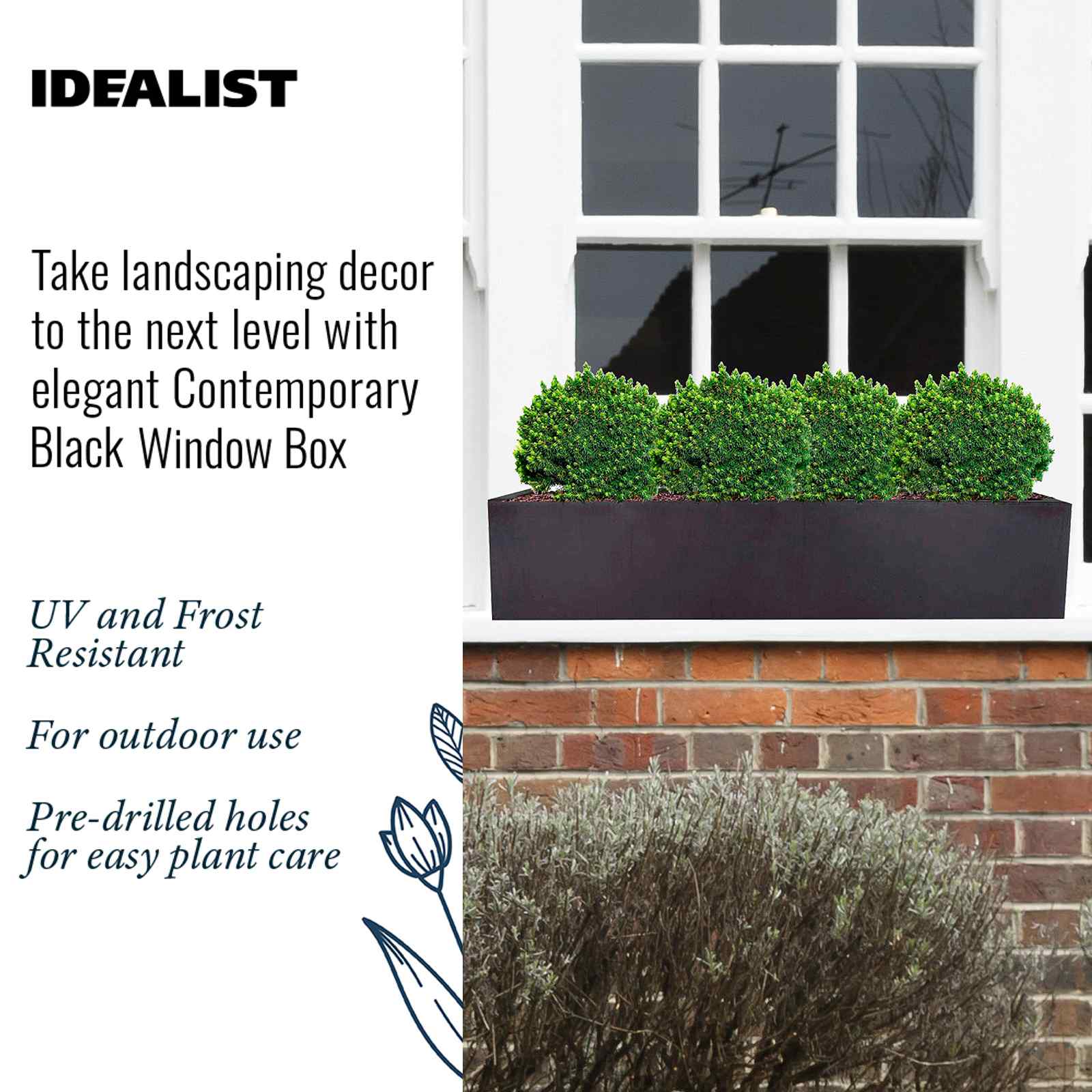IDEALIST Lite Window Box Light Concrete Planter