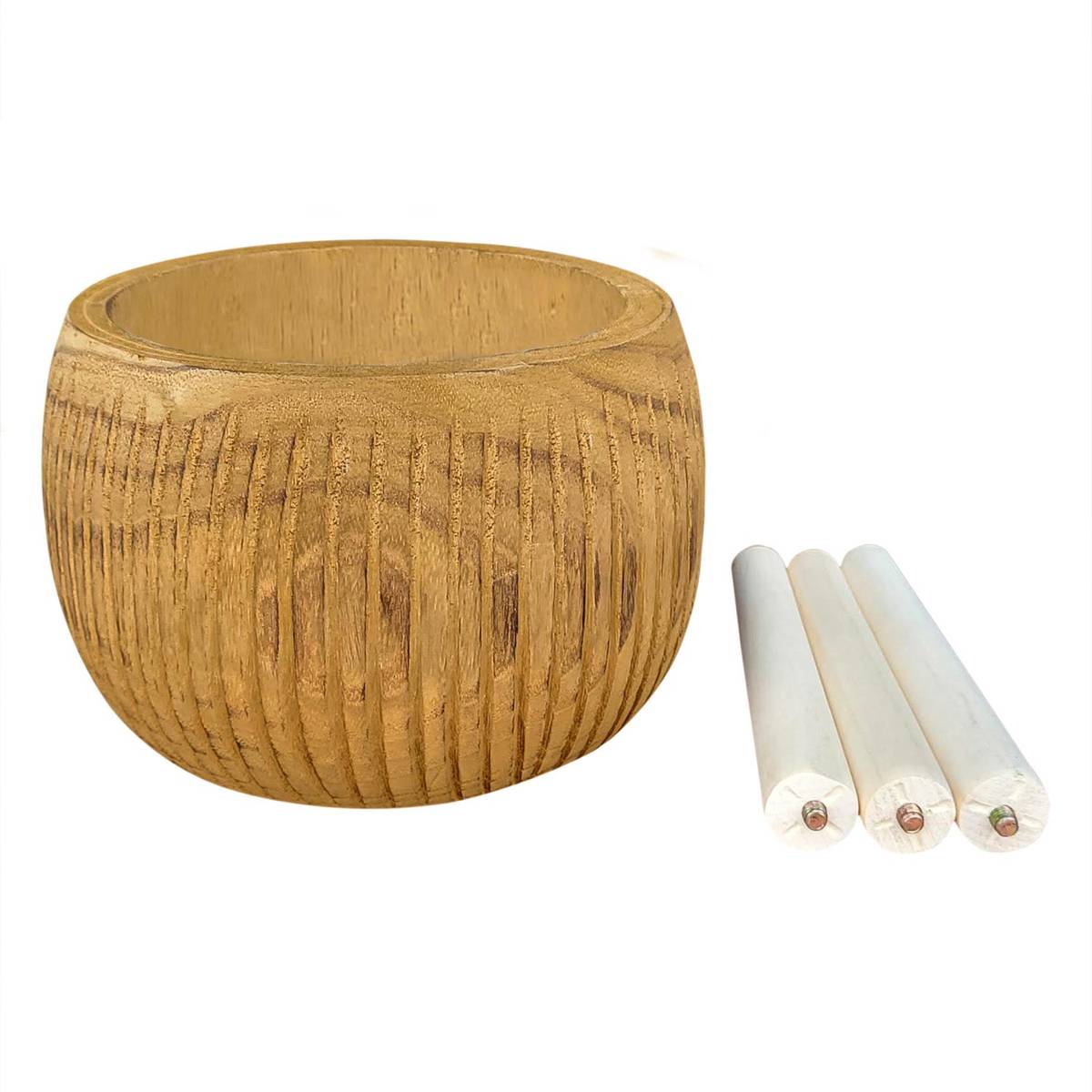 HORTICO RIBBED Wooden House Planter with Legs, Tall Indoor Plant Pot Stand with Waterproof Liner