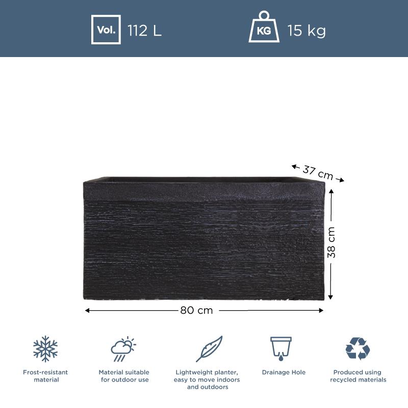 IDEALIST Lite Ribbed Light Concrete Trough Planter