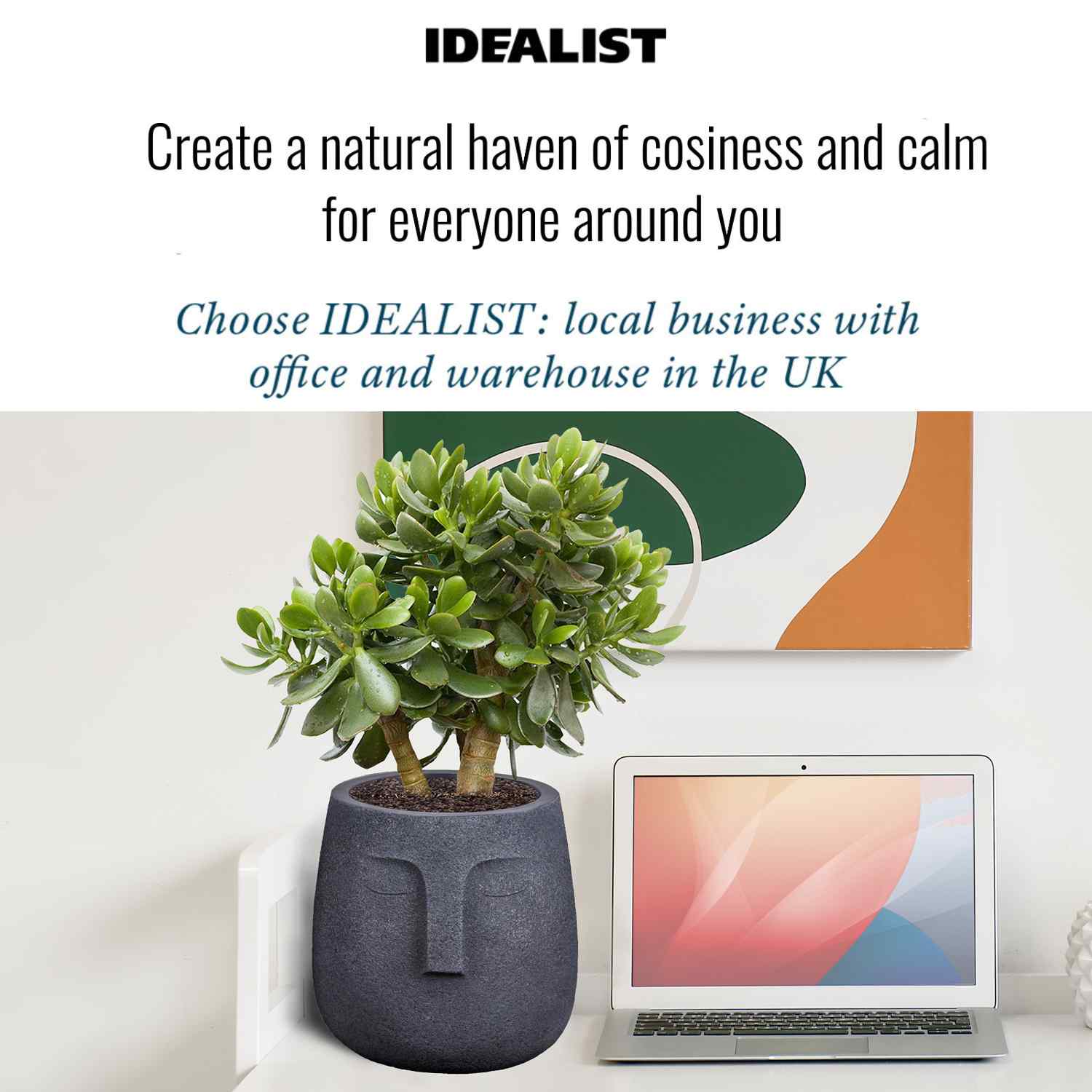 IDEALIST Lite Textured Concrete Effect Oval Indoor Face Pot