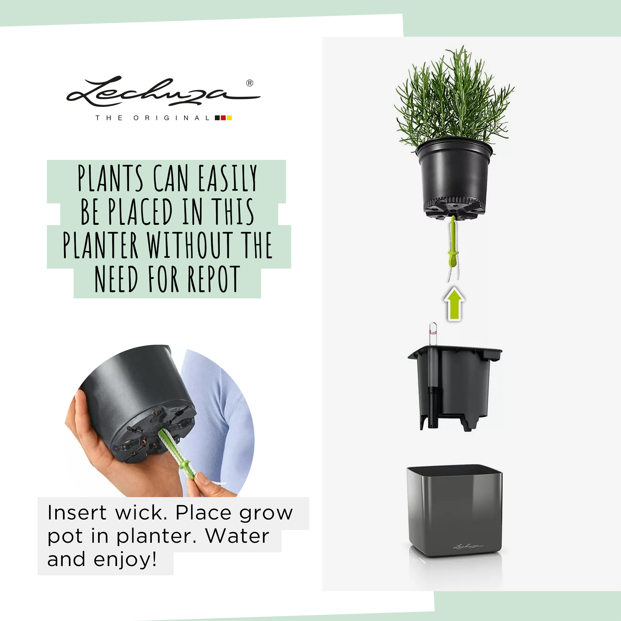 LECHUZA Green Wall Home Kit Glossy Indoor Self-watering Planter