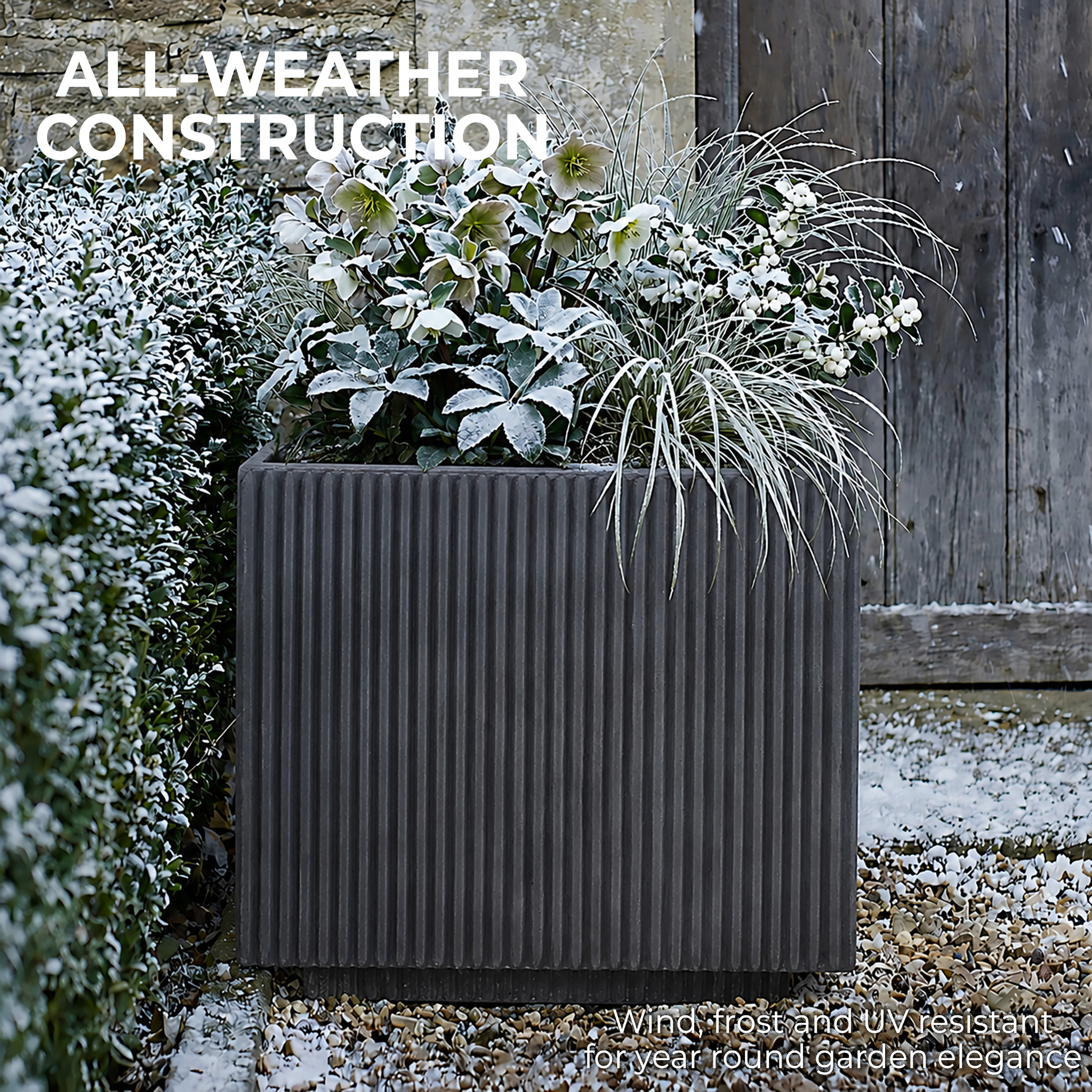 IDEALIST Lite Vertical Ribbed Square Effect Outdoor Planter