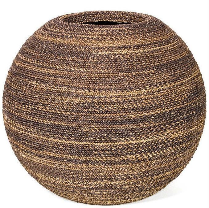 Beach Wicker Round Polystone Indoor Planter
