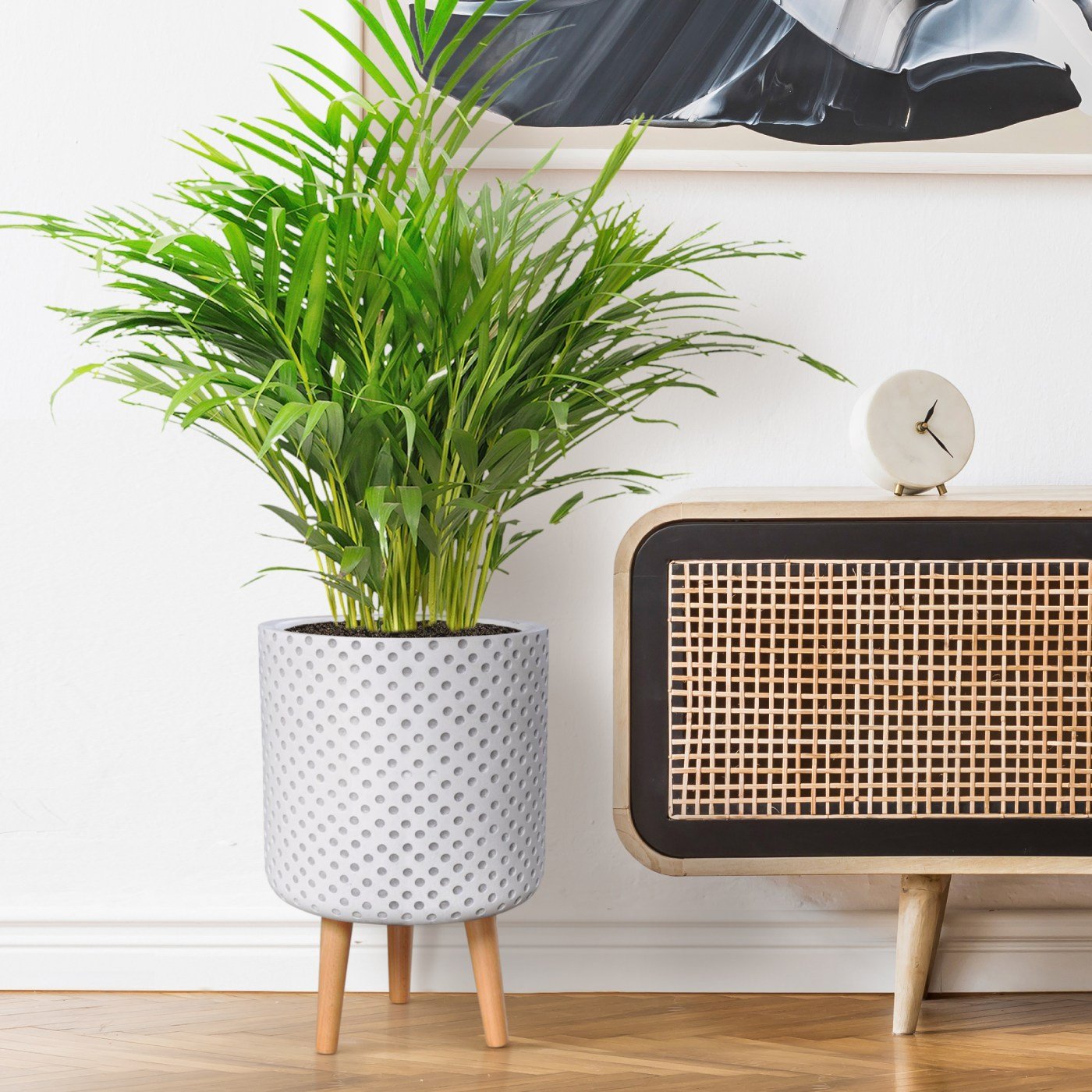 IDEALIST Lite Dotted Style Planter on Legs, Round Plant Pot Indoor