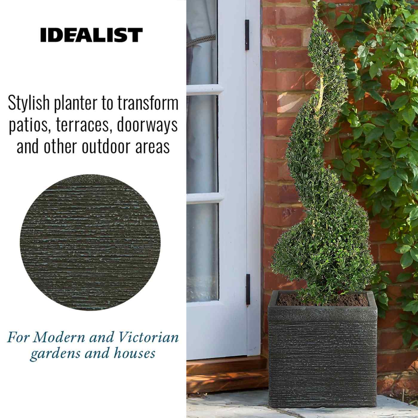 IDEALIST Lite Ribbed Light Concrete Square Planter