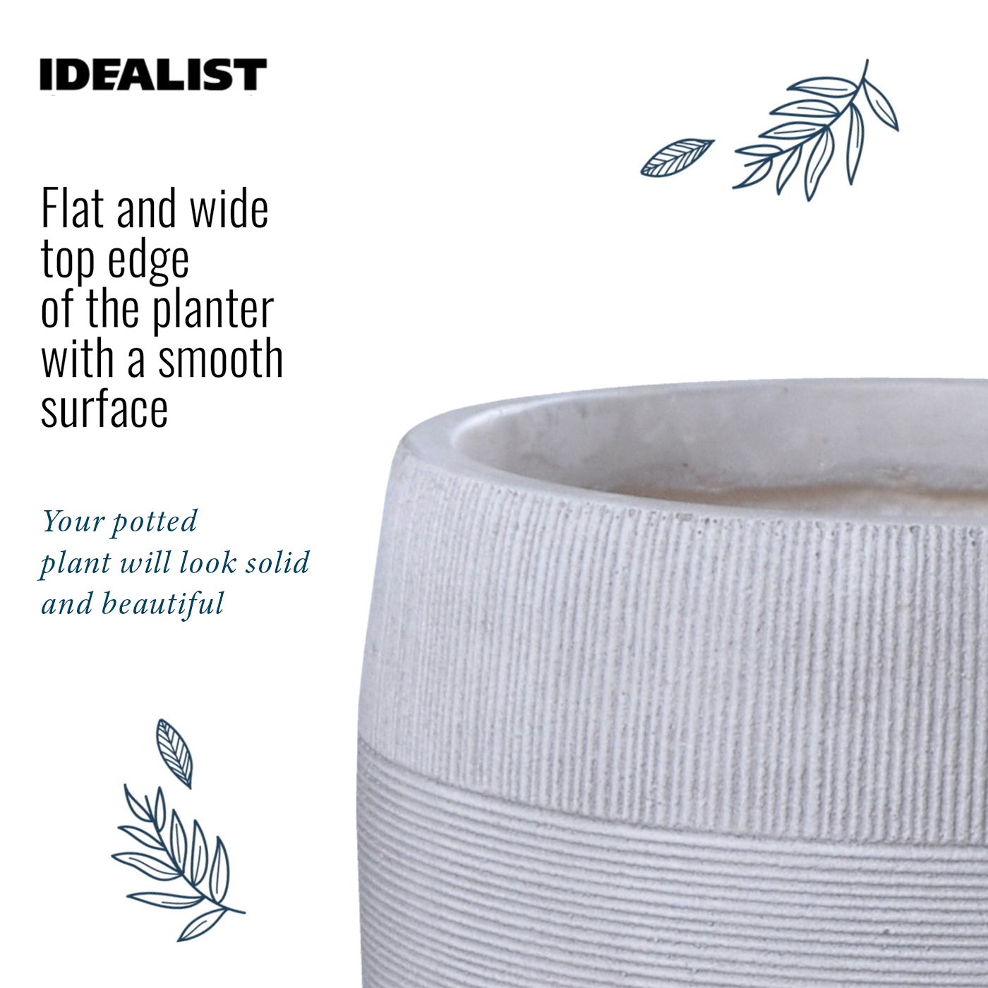 IDEALIST Lite Striped Egg Planter on Legs, Round Pot Plant Stand Indoor