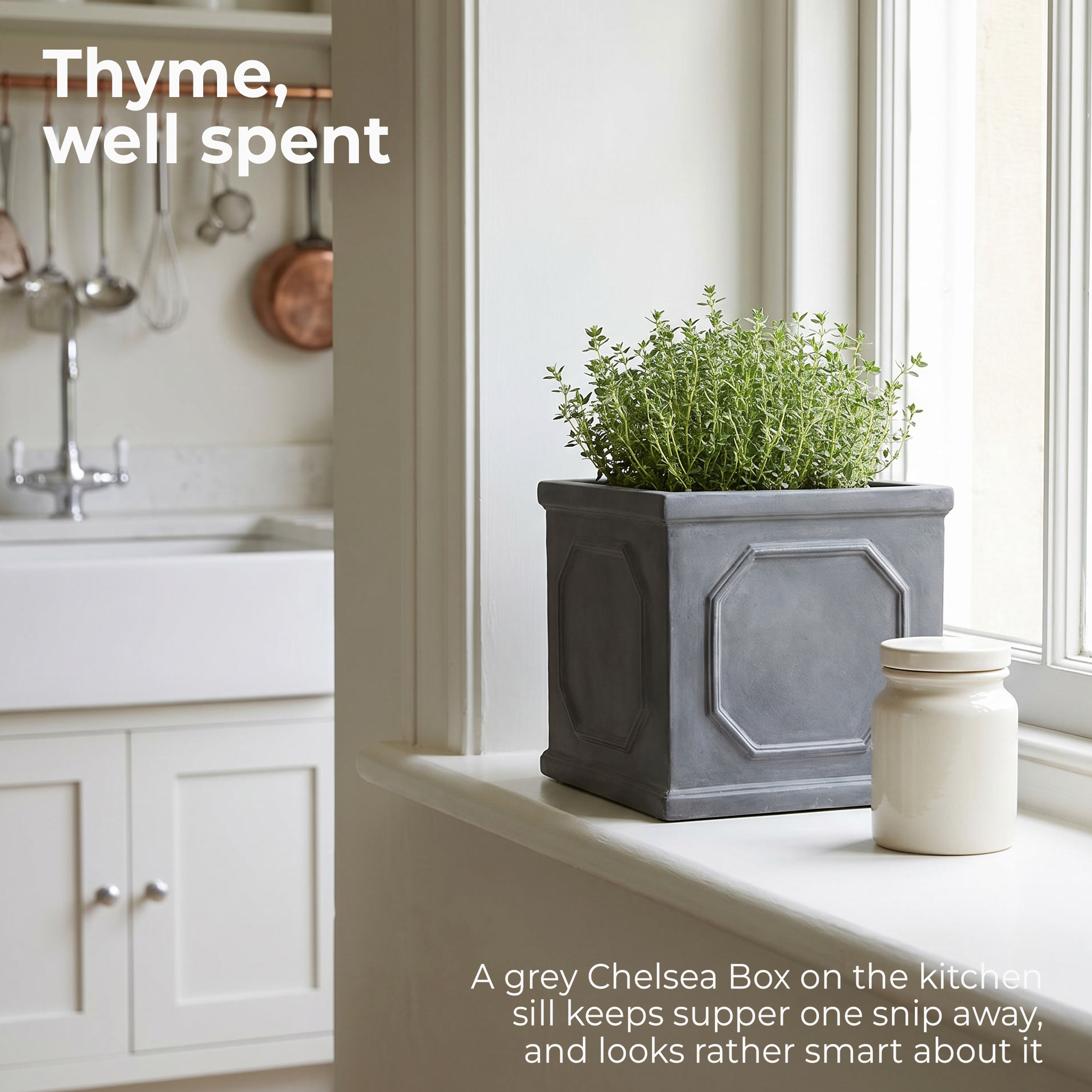 IDEALIST Lite Faux Lead Chelsea Box Square Light Concrete Planter