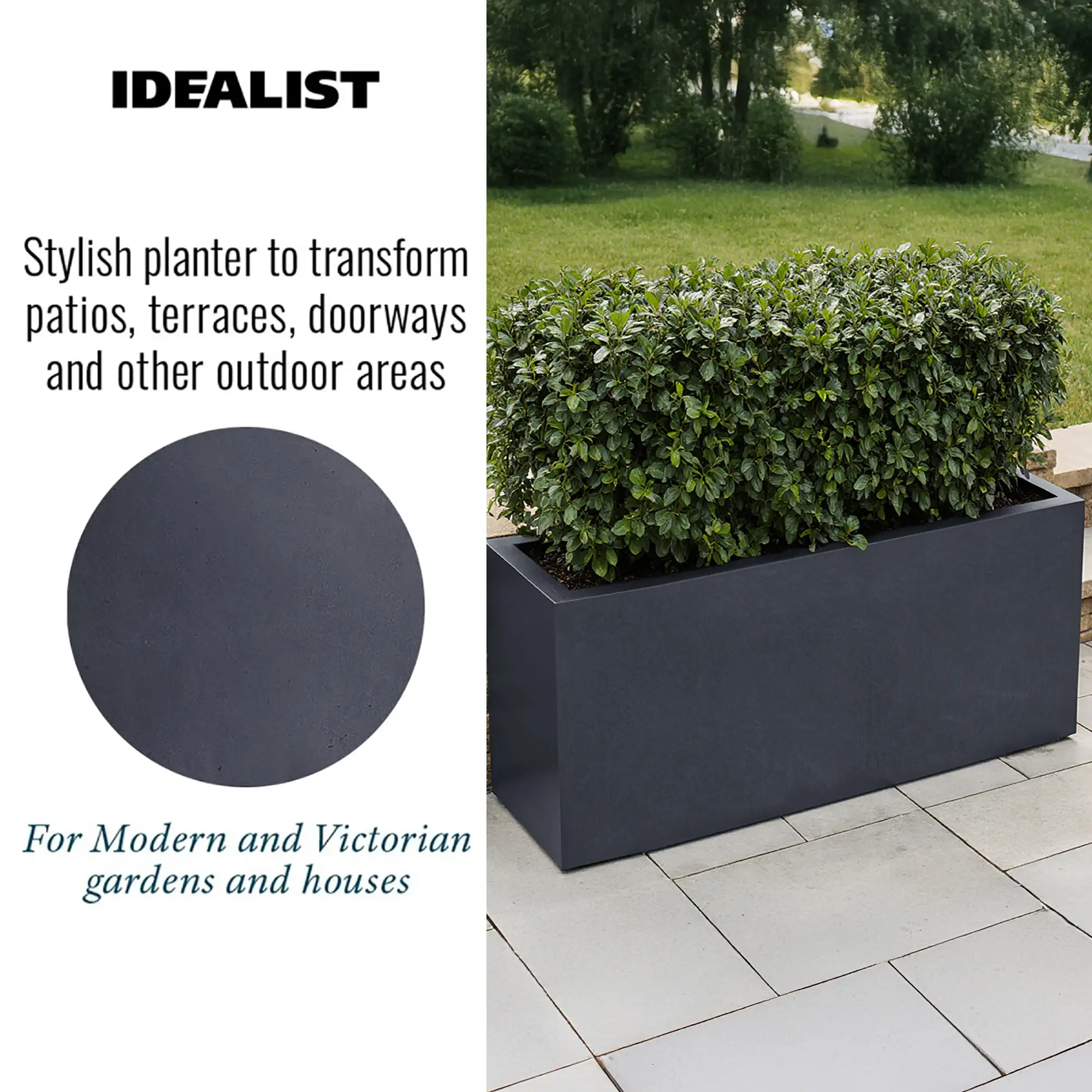 IDEALIST Lite Contemporary Light Concrete High Trough Planter
