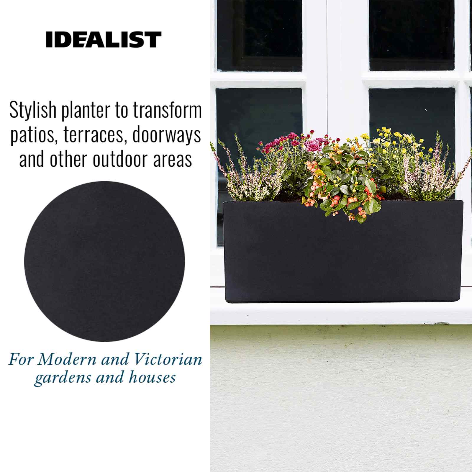 IDEALIST Lite Window Box Light Concrete Planter