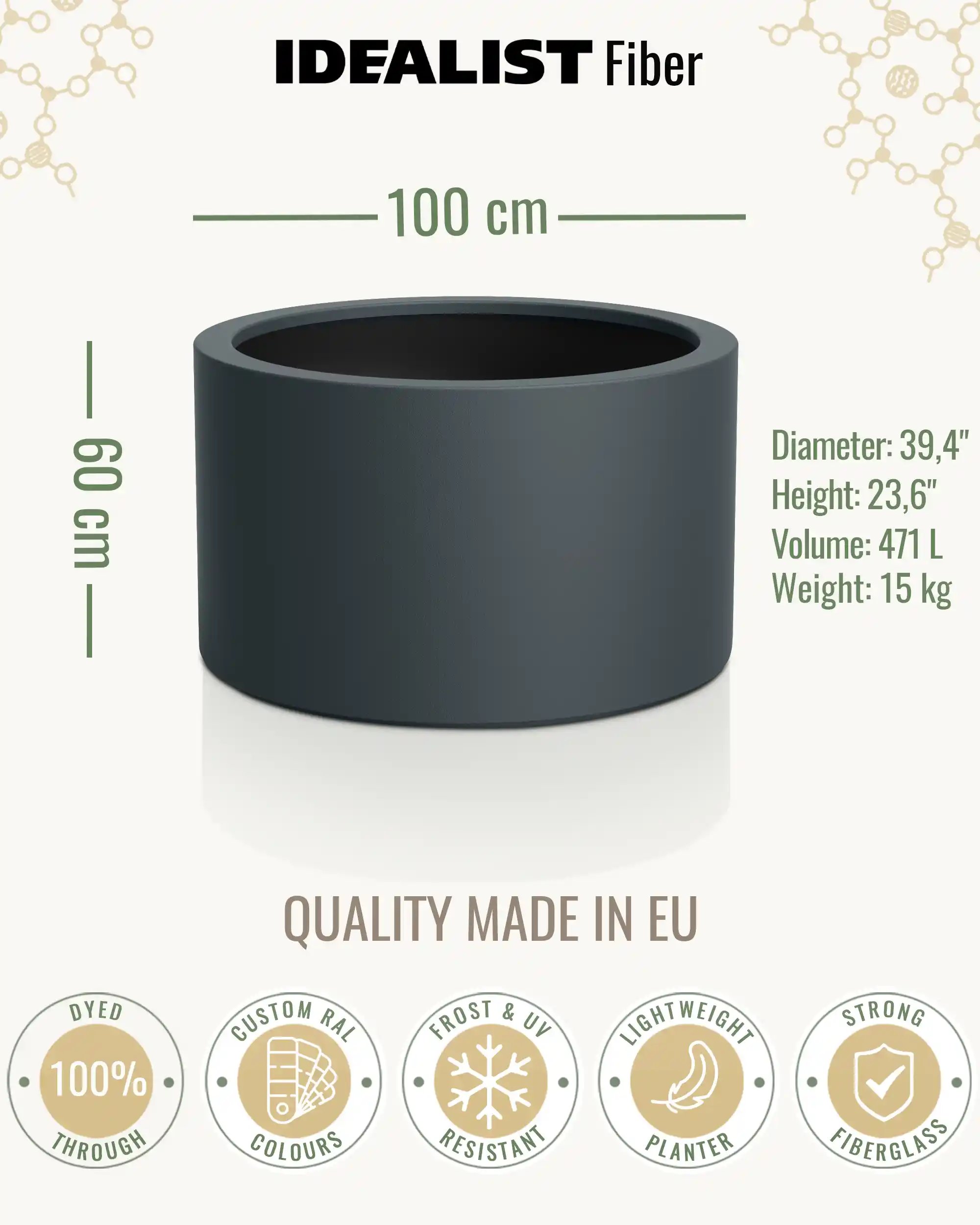 RING Round Outdoor Fiberglass Planter