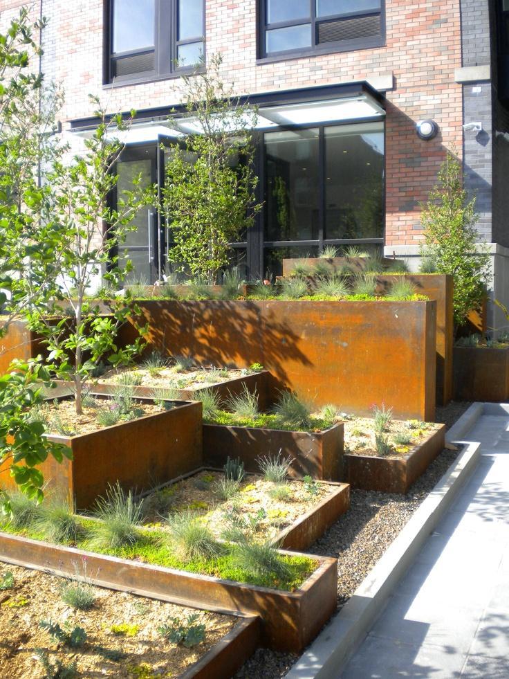 Andes Trough Corten Steel Outdoor Planter