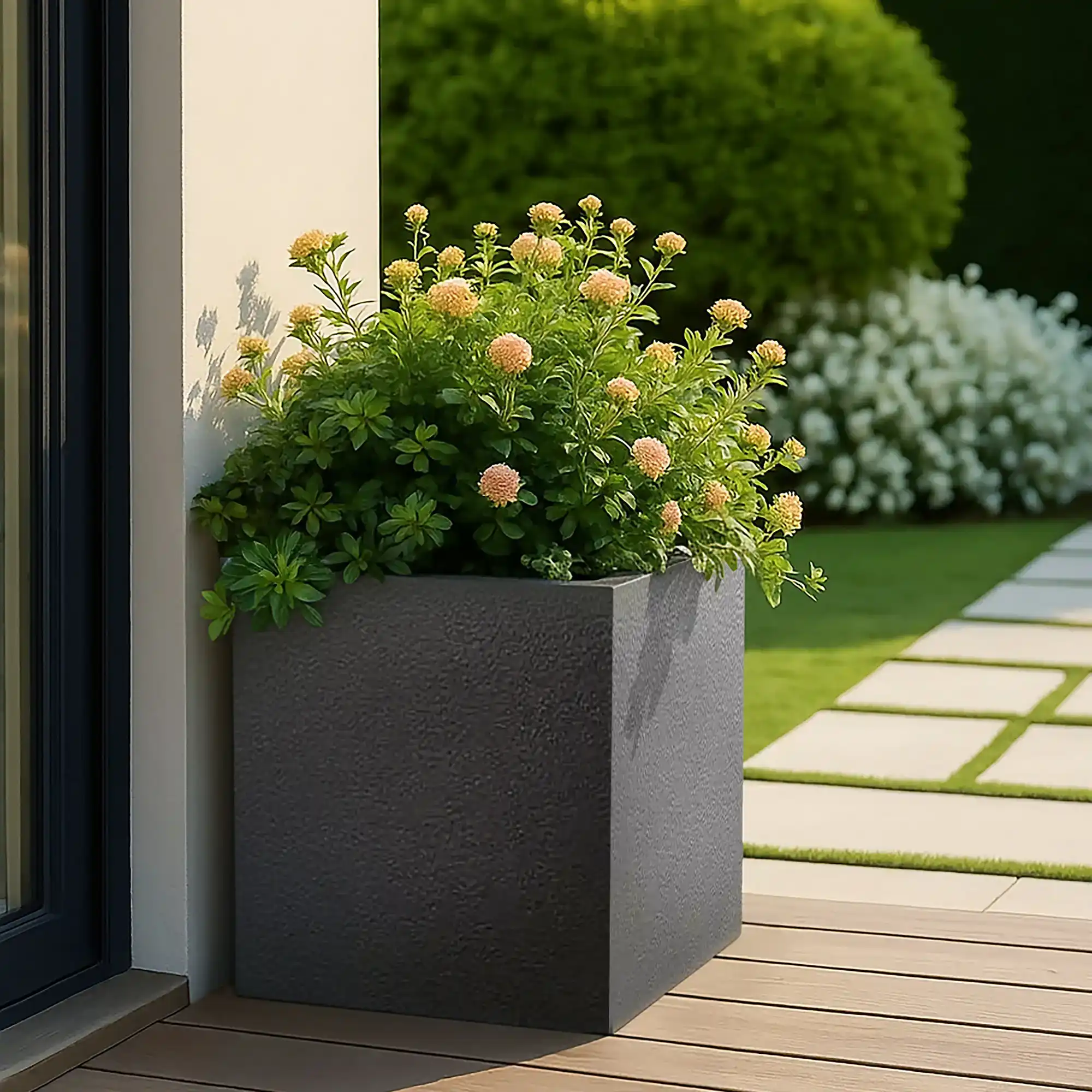 Geo Fiberglass Cube Aluminium Planter Pot In/Out