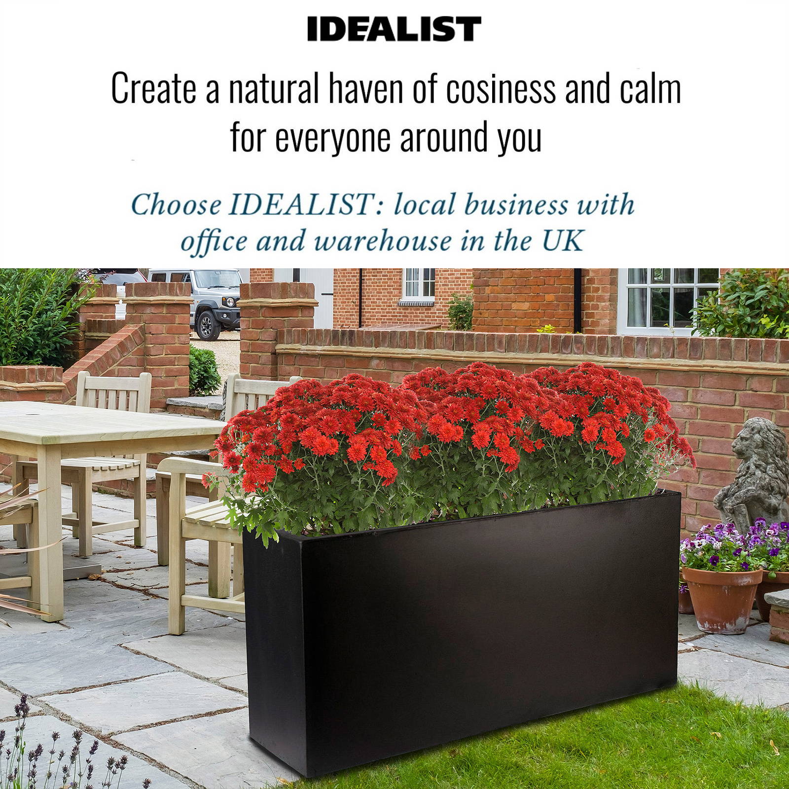 IDEALIST Lite Contemporary Light Concrete High Trough Planter