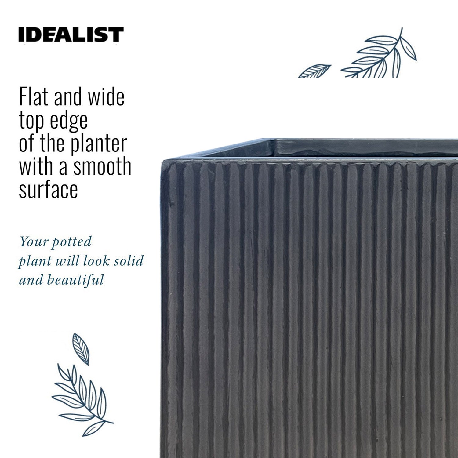 IDEALIST Lite Vertical Ribbed Square Effect Outdoor Planter