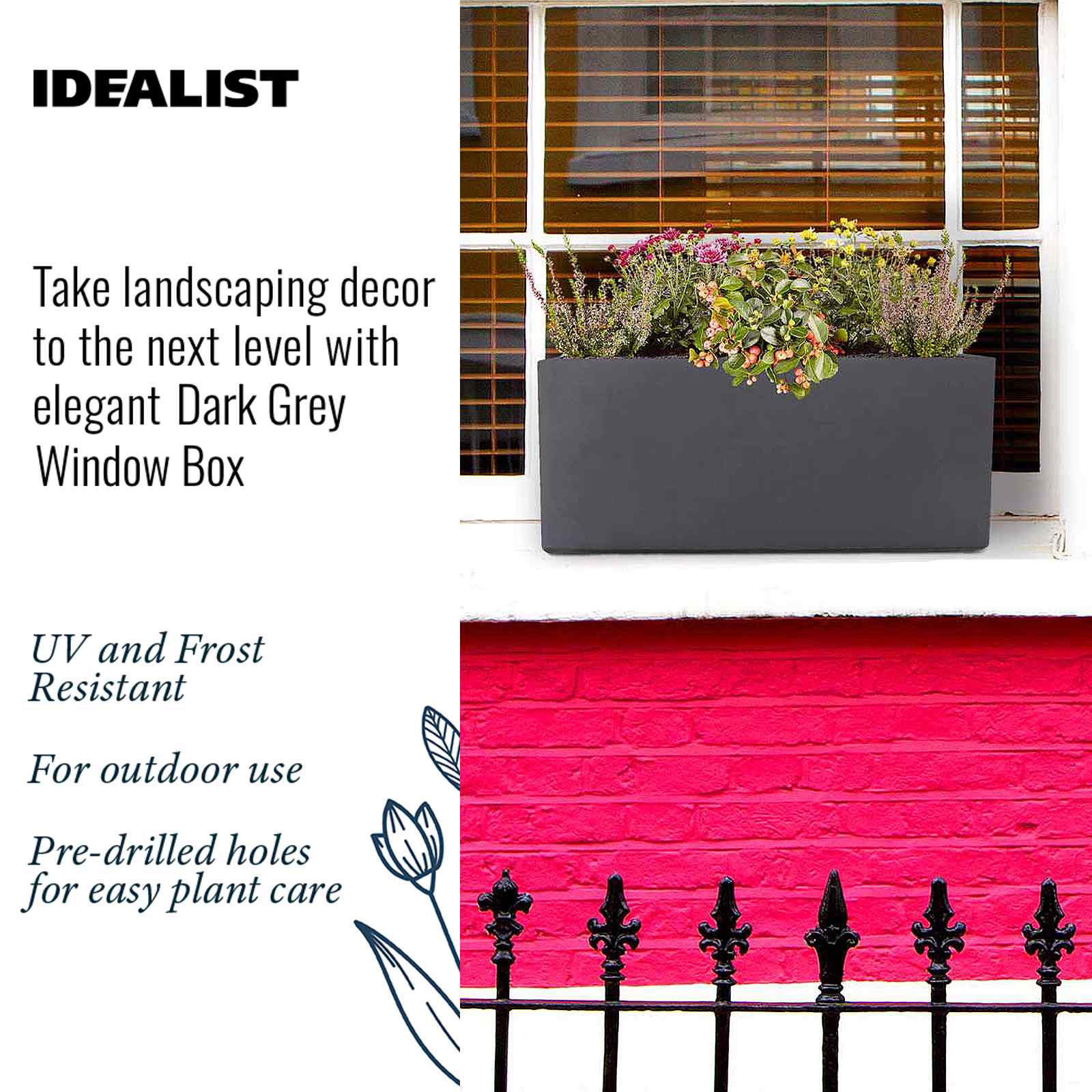 IDEALIST Lite Window Box Light Concrete Planter