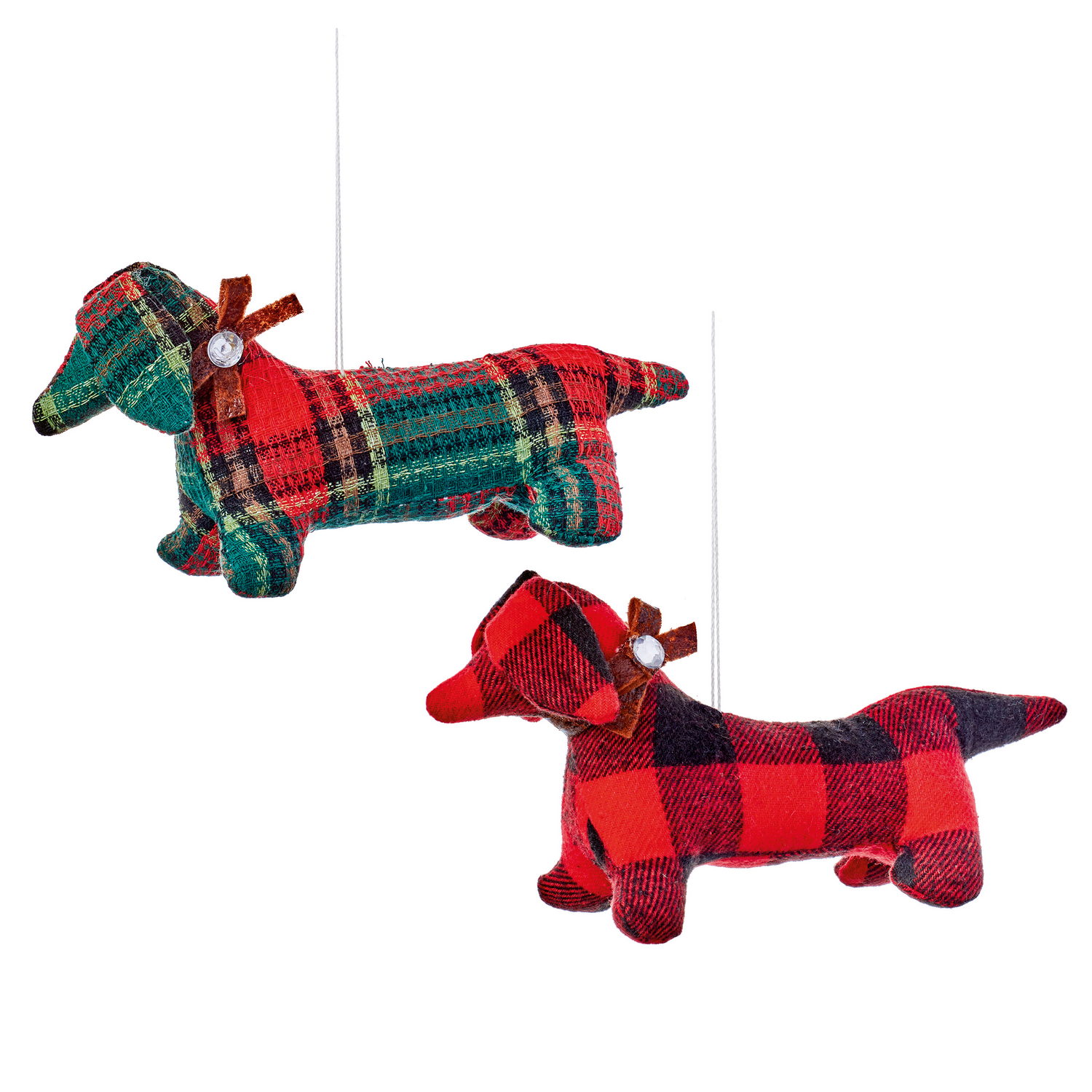 Christmas Tree Hanging Decoration Tartan Sausage Dog