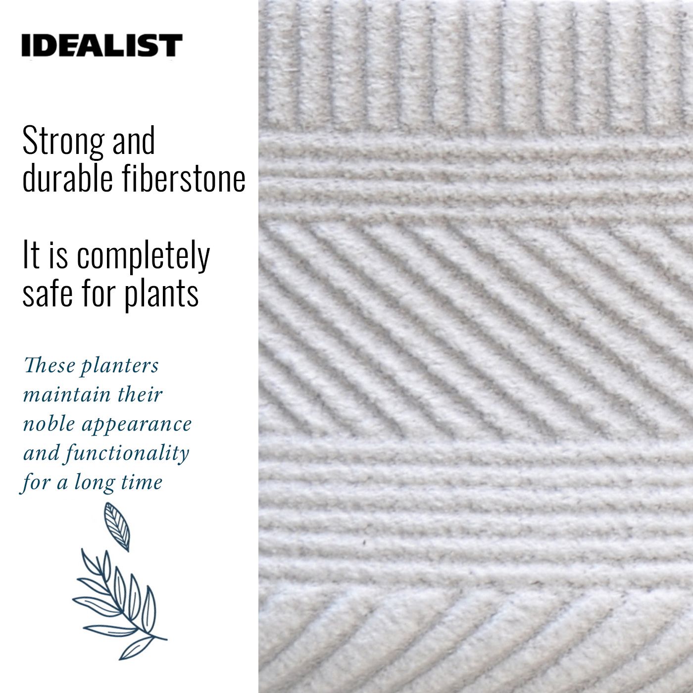 IDEALIST Lite Striped Tray Round Planter on Legs, Round Pot Plant Stand Indoor