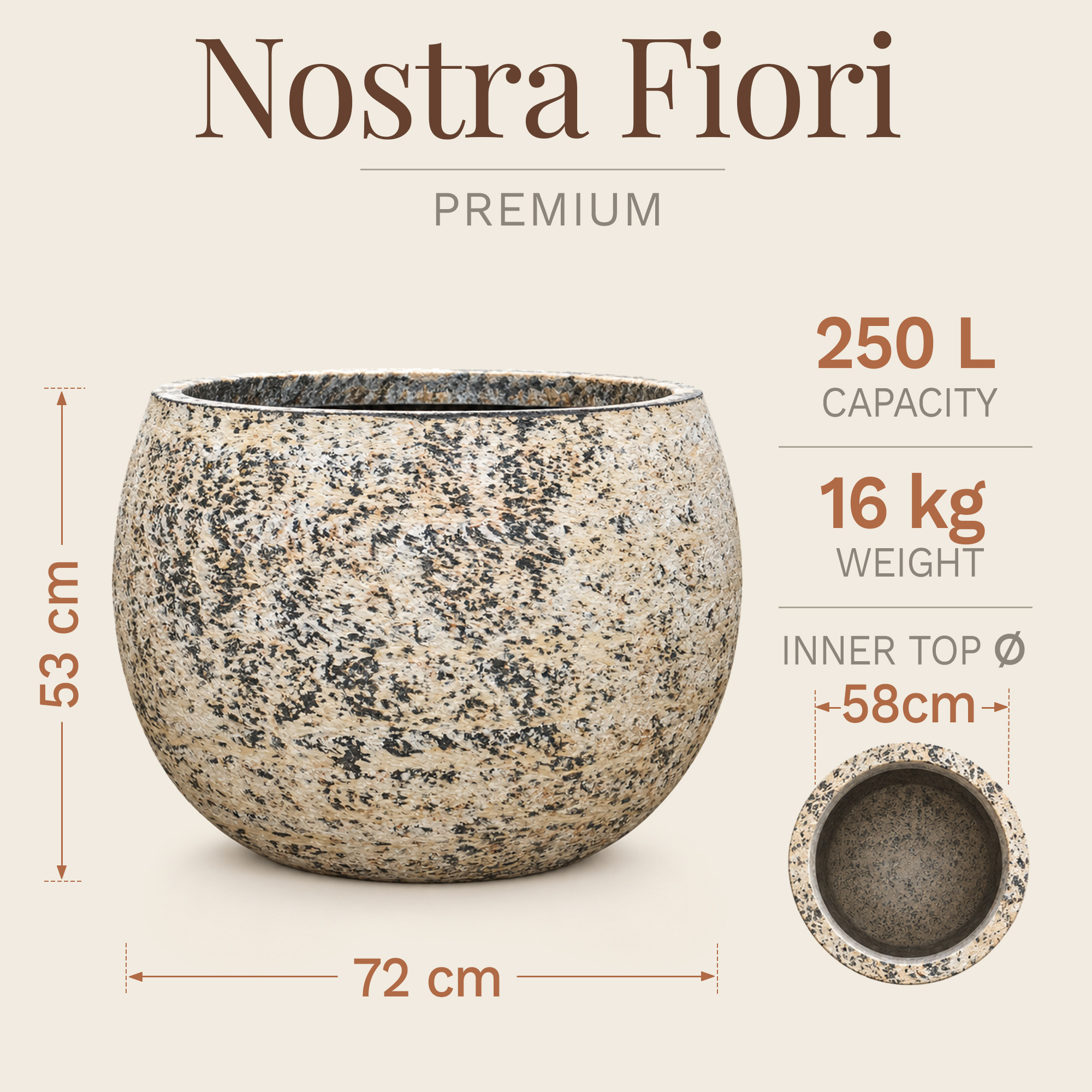 Atlas Balloon Planter | Fiberstone Indoor and Outdoor Plant Pot