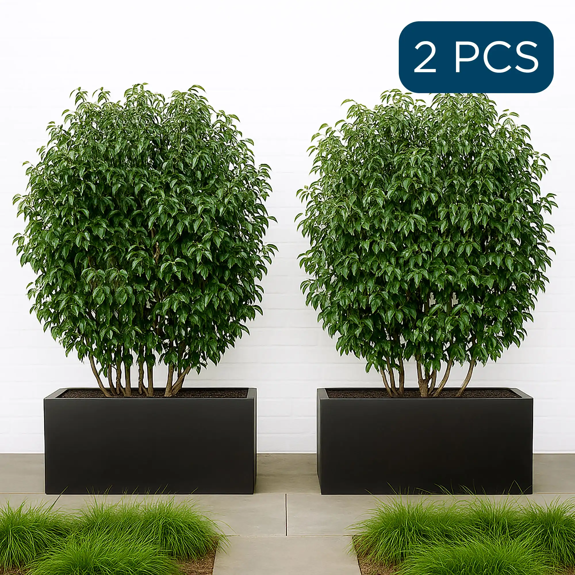 Set of 2 IDEALIST Lite Trough Garden Planters, Light Concrete Outdoor Large Plant Pots