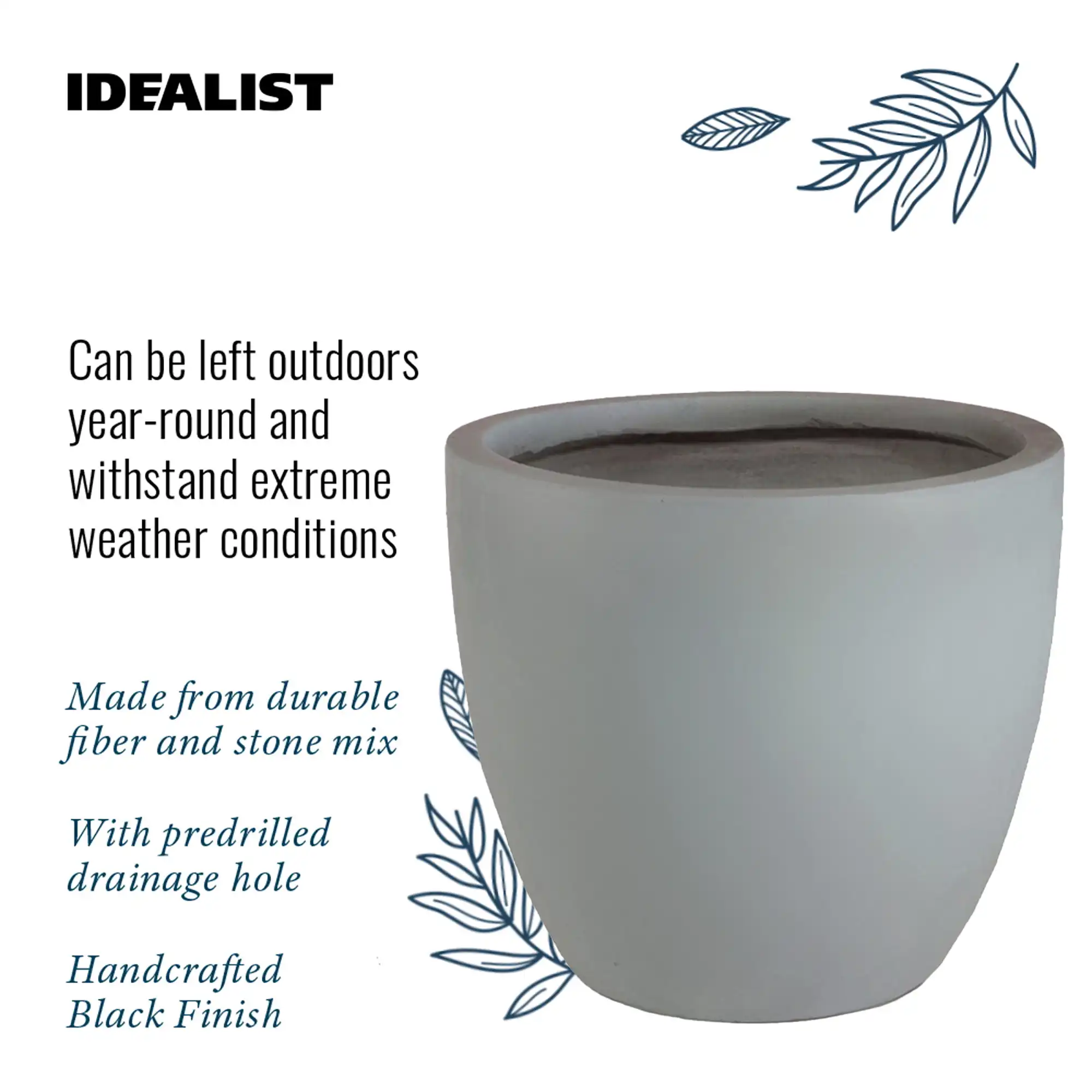 IDEALIST Lite Contemporary Light Concrete Egg Planter