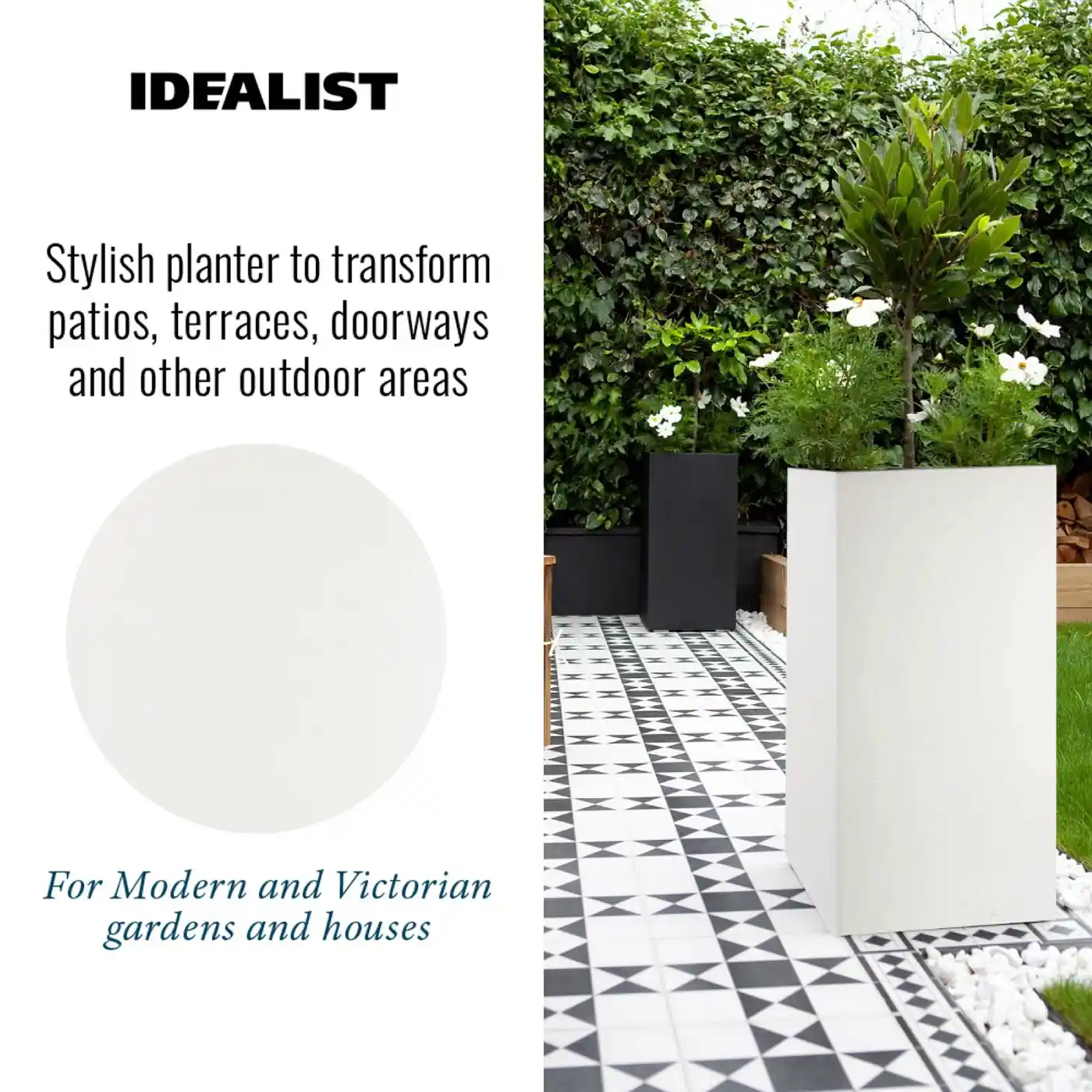 IDEALIST Lite Tall Square Contemporary Light Concrete Planter