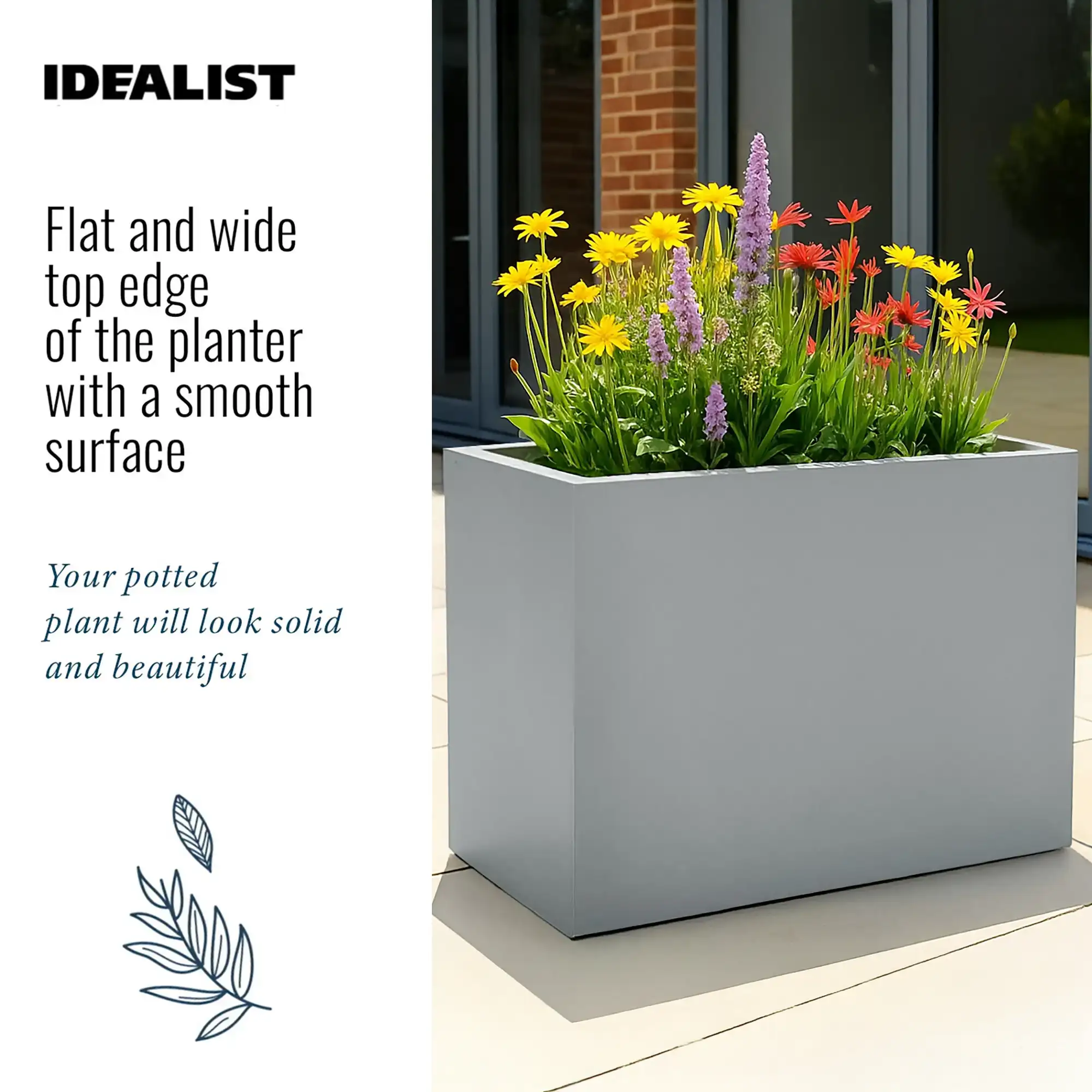 IDEALIST Lite Contemporary Light Concrete Trough Planter