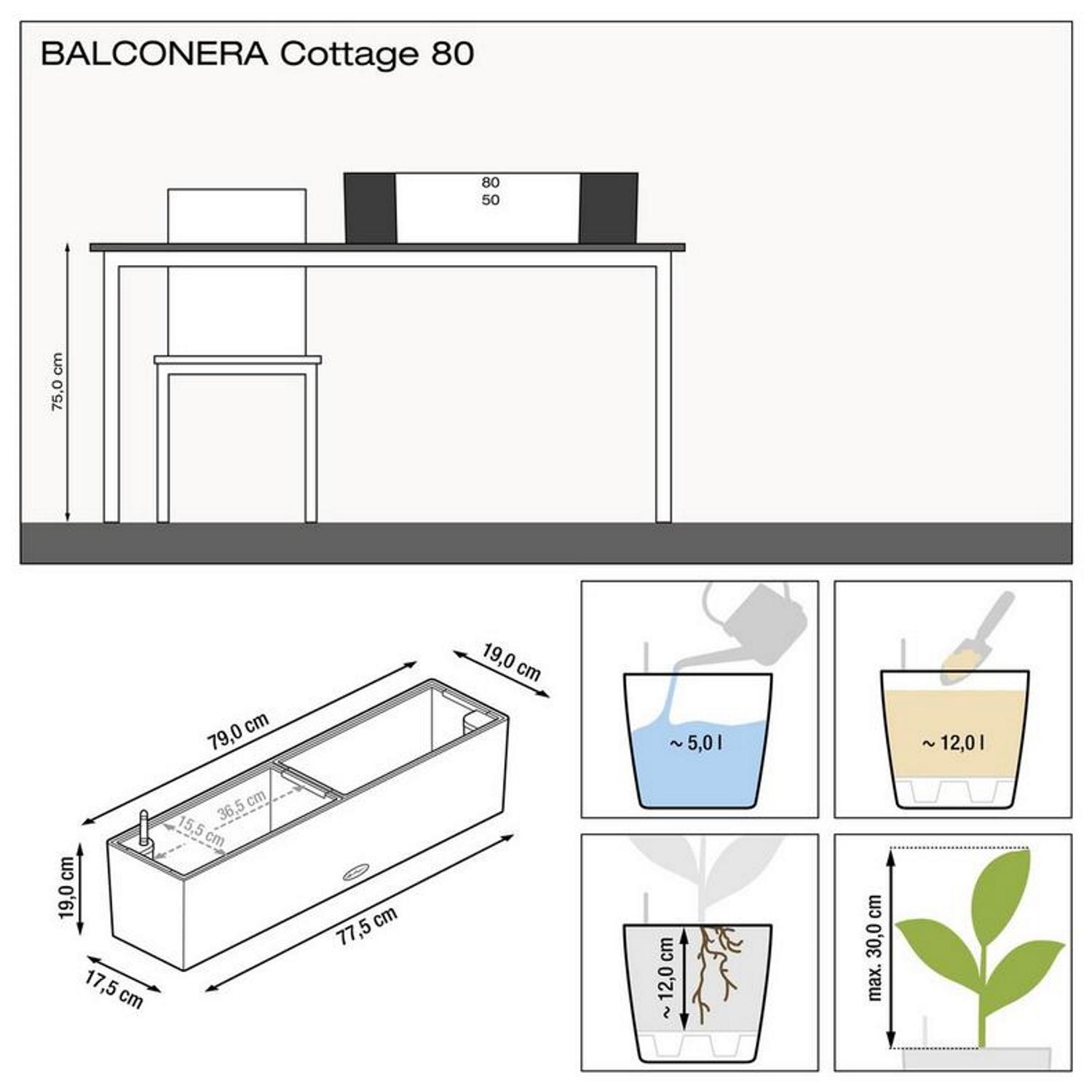 LECHUZA BALCONERA Cottage Trough Poly Resin Self-watering Planter