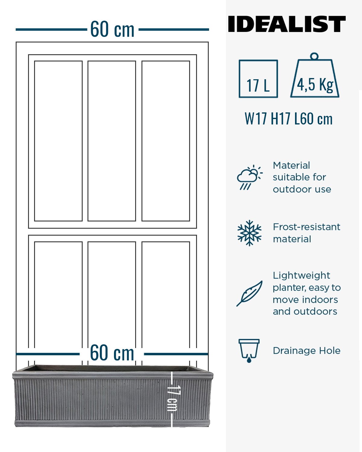 IDEALIST Lite Vertical Ribbed Vintage Style Window Box
