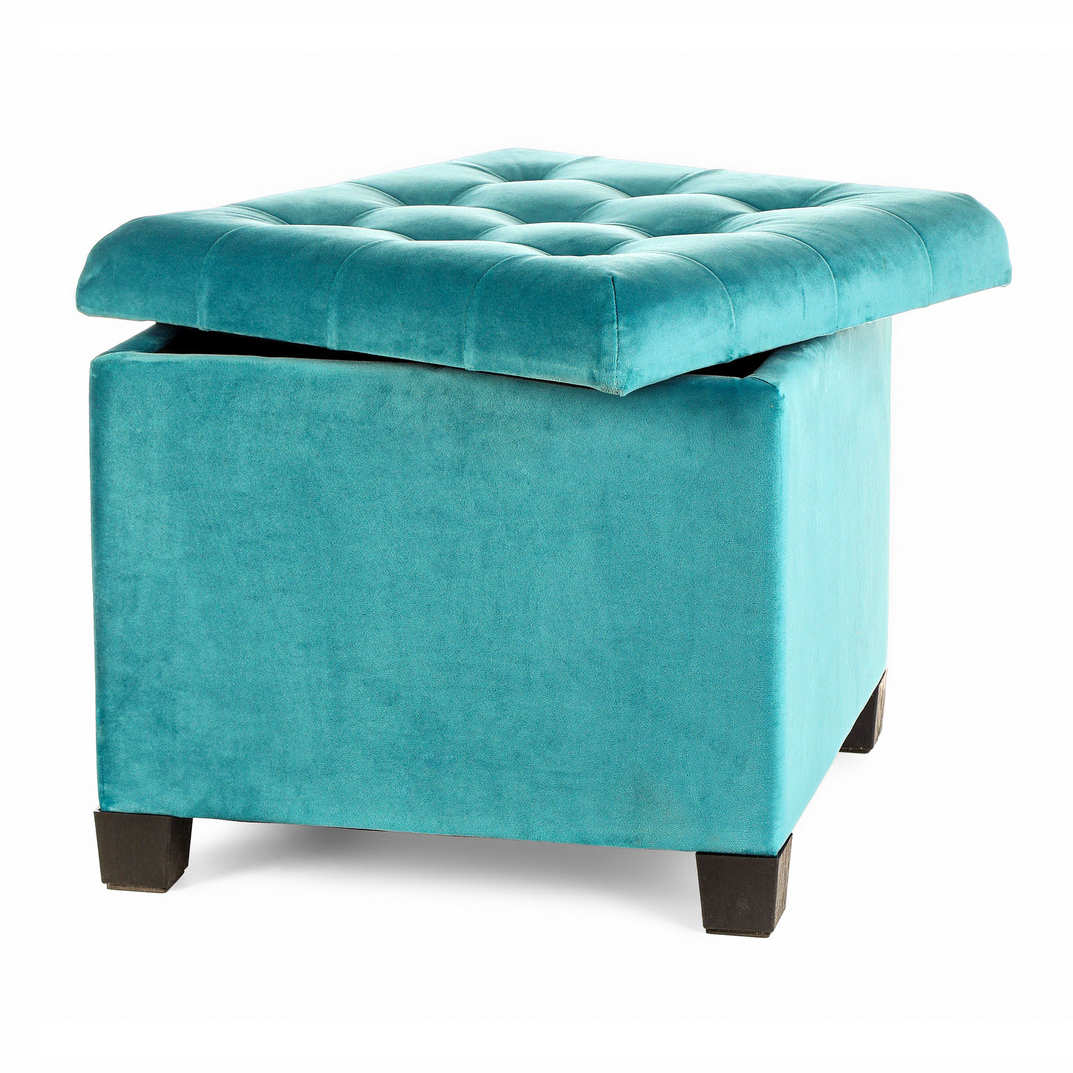 Premium Square Footstool with Storage Velvet Ottoman Storage Pouffe on Feet by Froppi