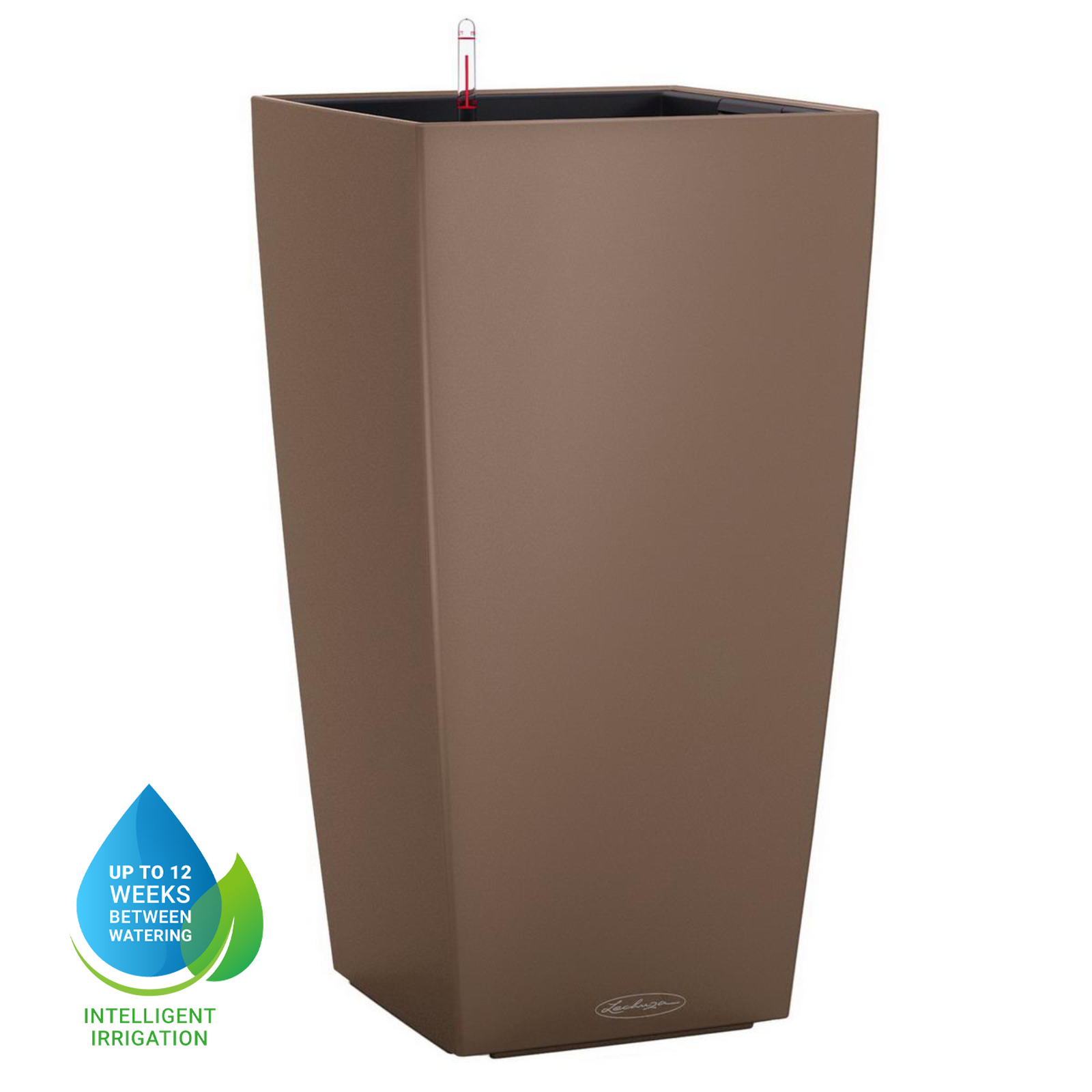 LECHUZA CUBICO Color Square Tall Poly Resin Self-watering Planter